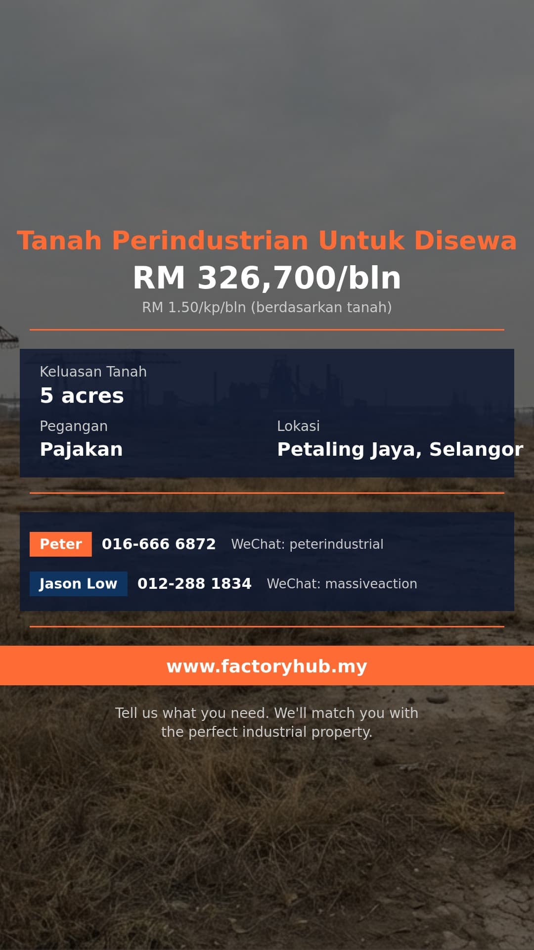 Tanah Untuk Disewa - Tanah Perindustrian Untuk Disewa di Petaling Jaya, Selangor - Petaling Jaya, Selangor