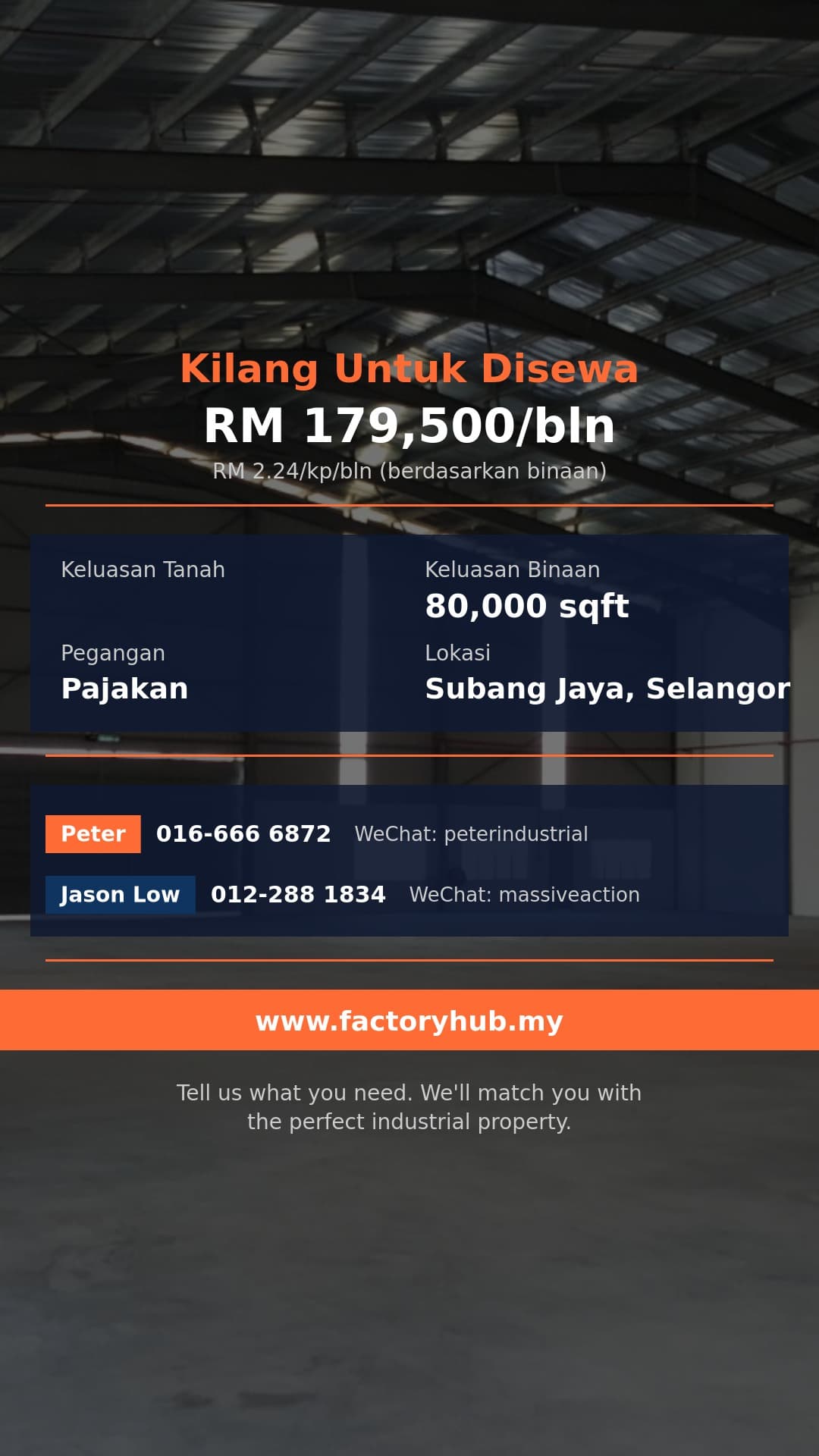 Kilang Untuk Disewa - Gudang Besar Untuk Disewa di Taman Perindustrian Subang, Subang Jaya - Subang Jaya, Selangor