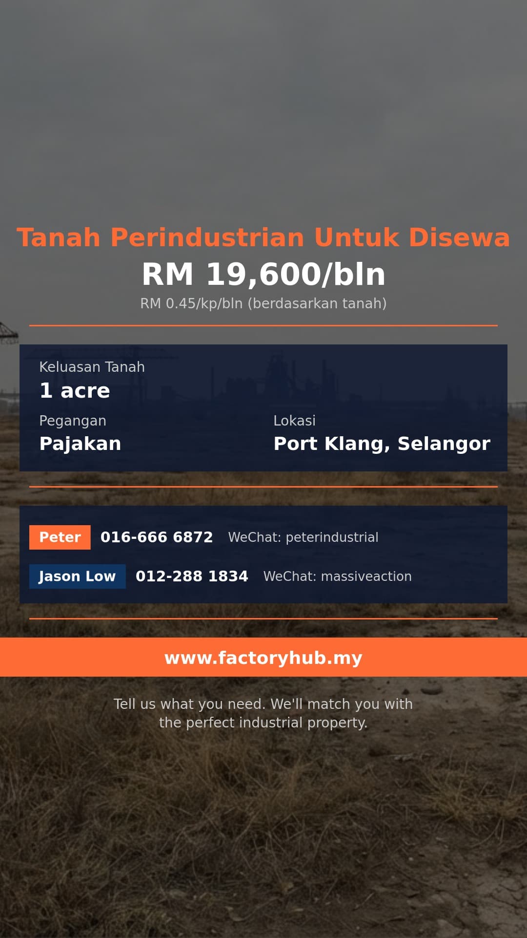 Tanah Untuk Disewa - Tanah Perindustrian Untuk Disewa di Pelabuhan Klang, Selangor - Port Klang, Selangor