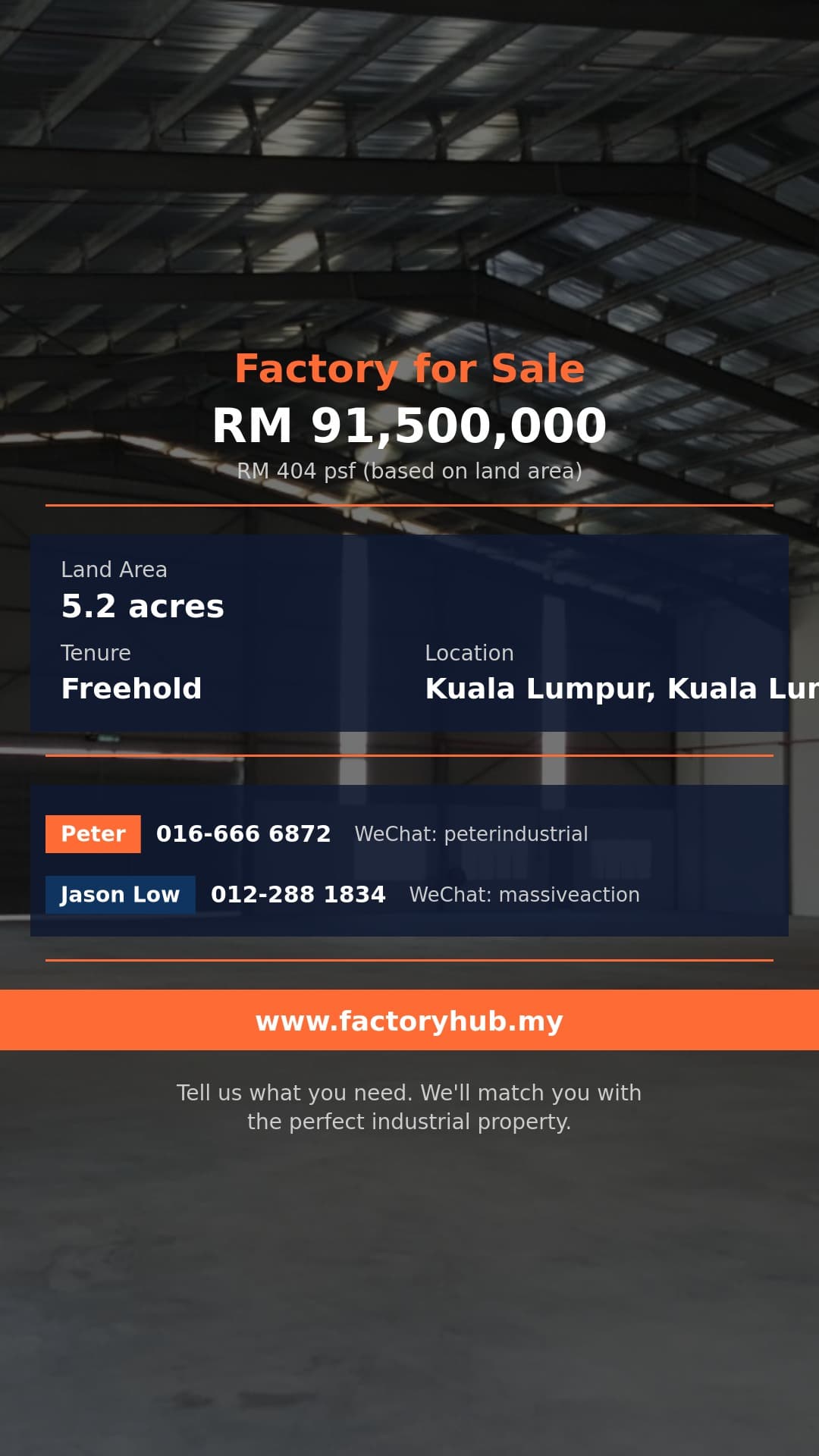 Factory For Sale - Freehold Cluster Factory for Sale in Sentul, Kuala Lumpur - Kuala Lumpur, Kuala Lumpur