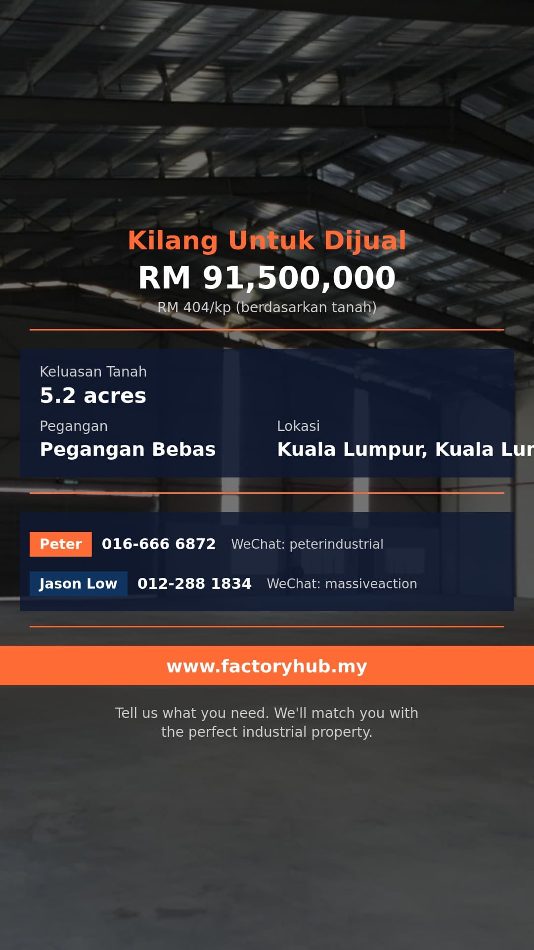 Kilang Untuk Dijual - Pegangan Bebas Kilang Kluster Untuk Dijual di Sentul, Kuala Lumpur - Kuala Lumpur, Kuala Lumpur