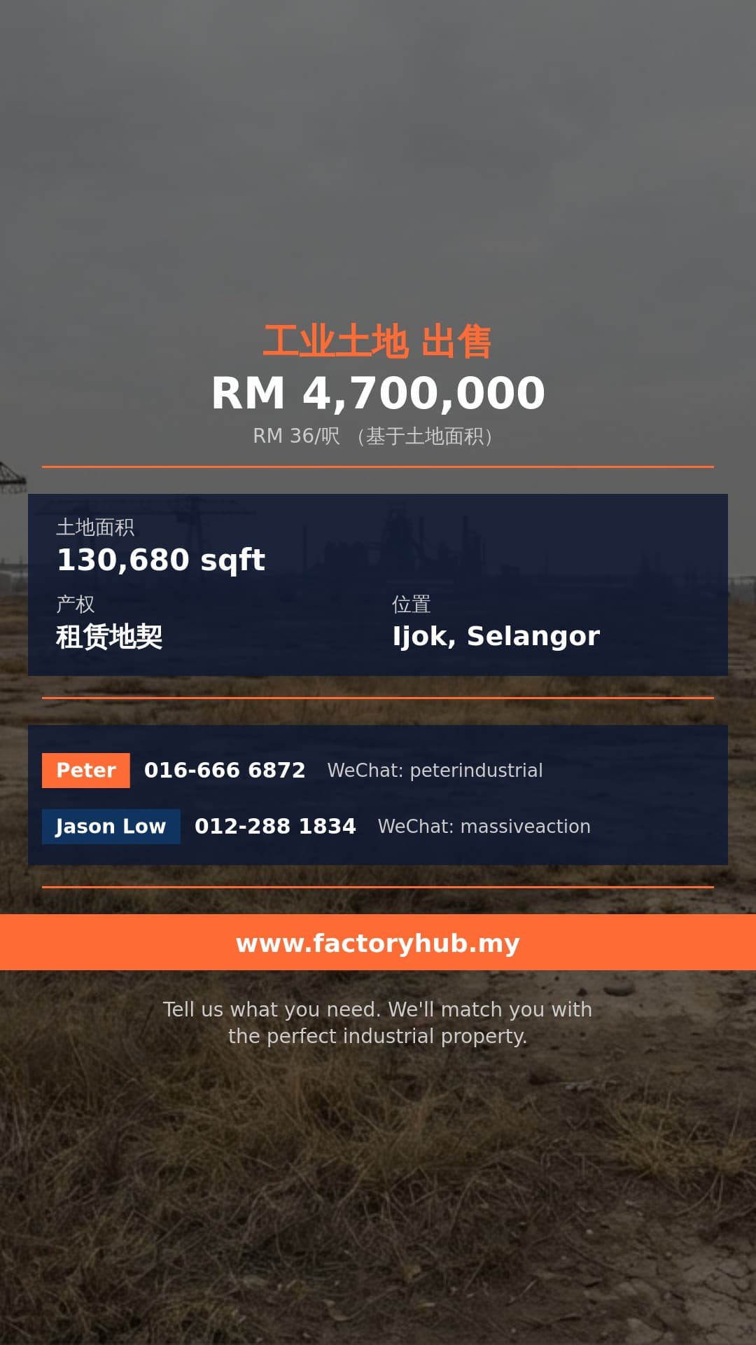 土地 出售 - Ijok Kota Puteri 3英亩工业地出售 - Ijok, Selangor