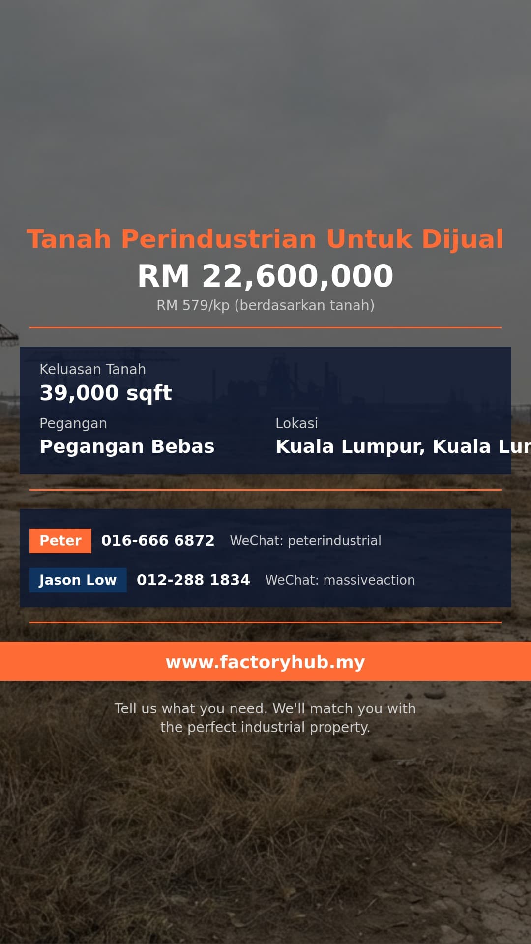 Tanah Untuk Dijual - Tanah Perindustrian Untuk Dijual di Segambut, Kuala Lumpur - Kuala Lumpur, Kuala Lumpur