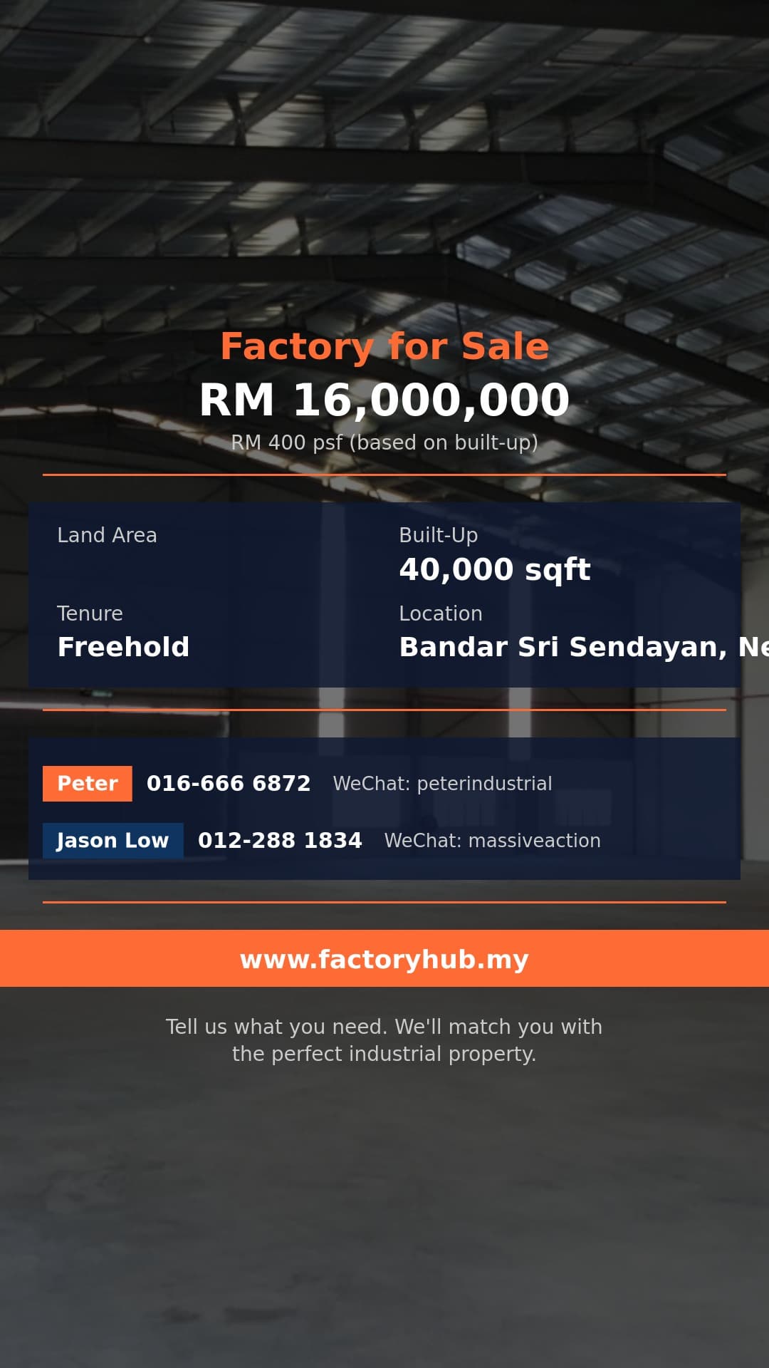 Factory For Sale - Freehold Factory for Sale in Bandar Sri Sendayan, Negeri Sembilan - Bandar Sri Sendayan, Negeri Sembilan
