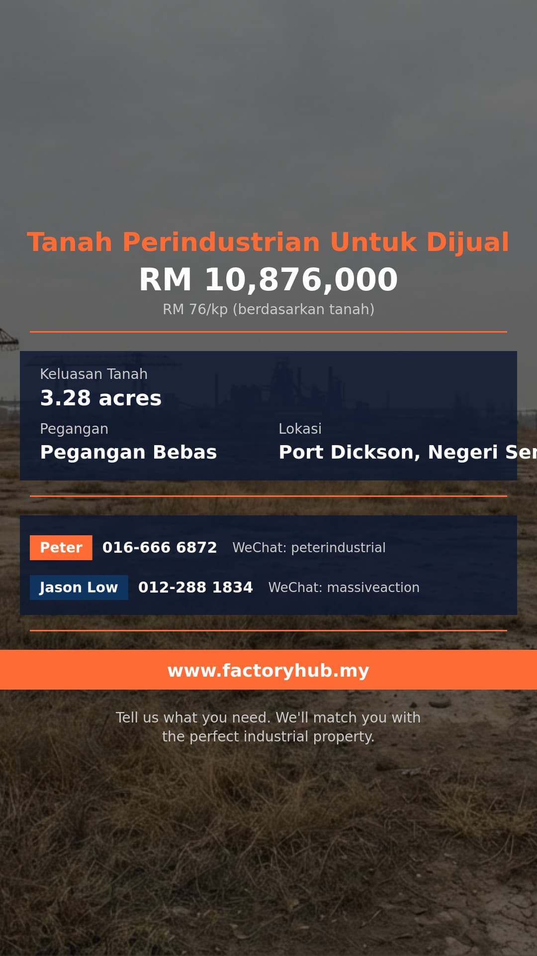Tanah Untuk Dijual - Tanah Perindustrian Untuk Dijual di Port Dickson, Negeri Sembilan - Port Dickson, Negeri Sembilan Tanah Untuk Dijual - Tanah Perindustrian Untuk Dijual di Port Dickson, Negeri Sembilan - Port Dickson, Negeri Sembilan