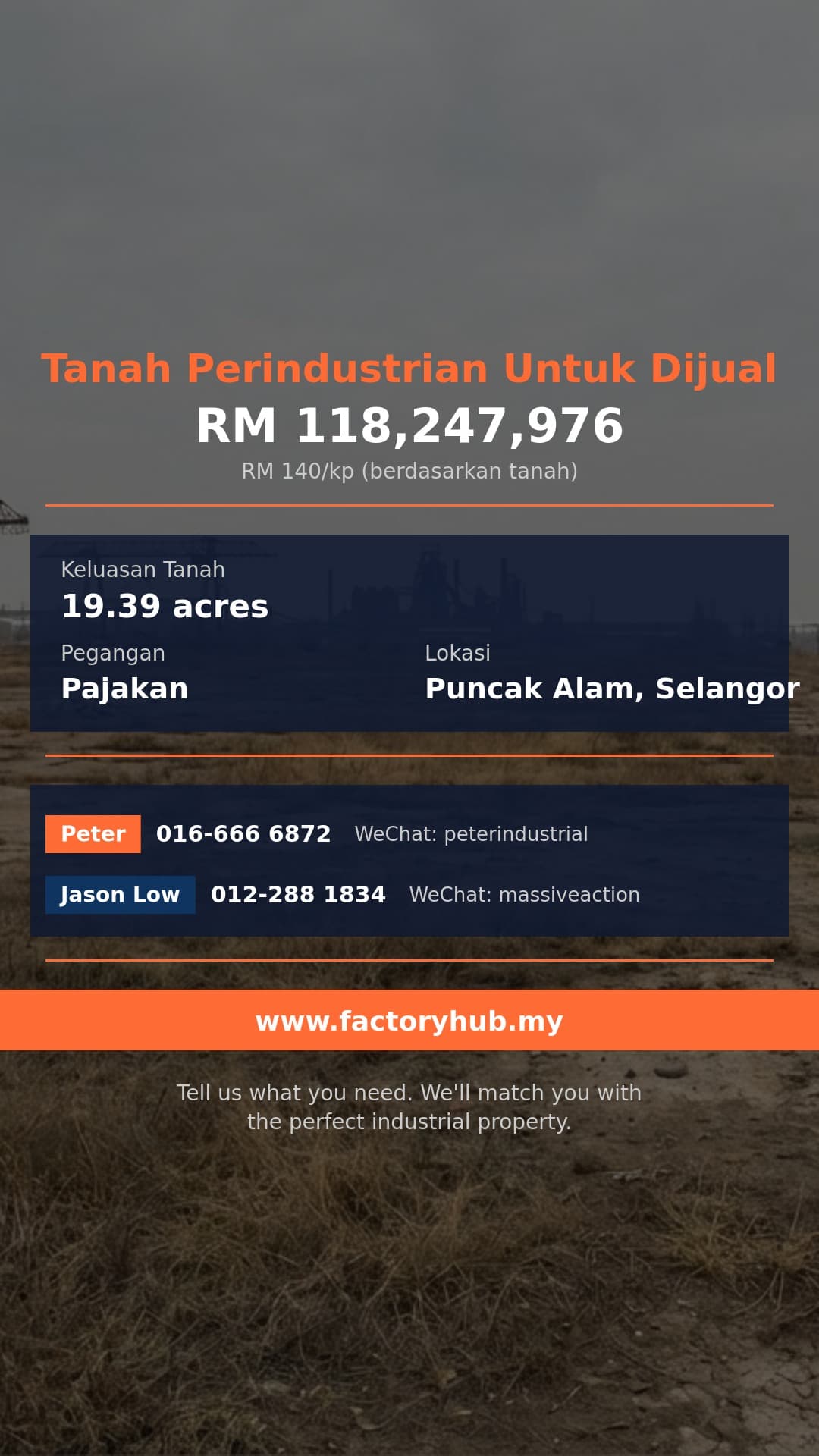 Tanah Untuk Dijual - Tanah Perindustrian Untuk Dijual di Puncak Alam, Selangor - Puncak Alam, Selangor