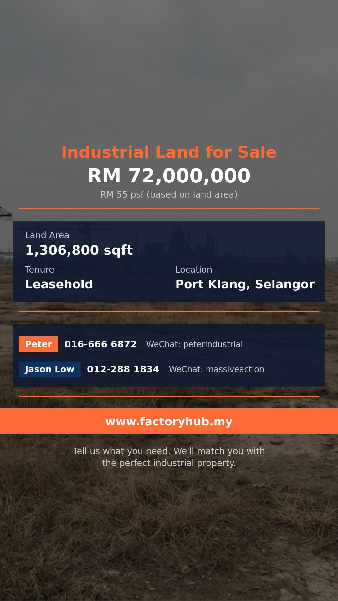 Land For Sale - 30-Acre Industrial Land for Sale in Pulau Indah West Port, Port Klang - Port Klang, Selangor