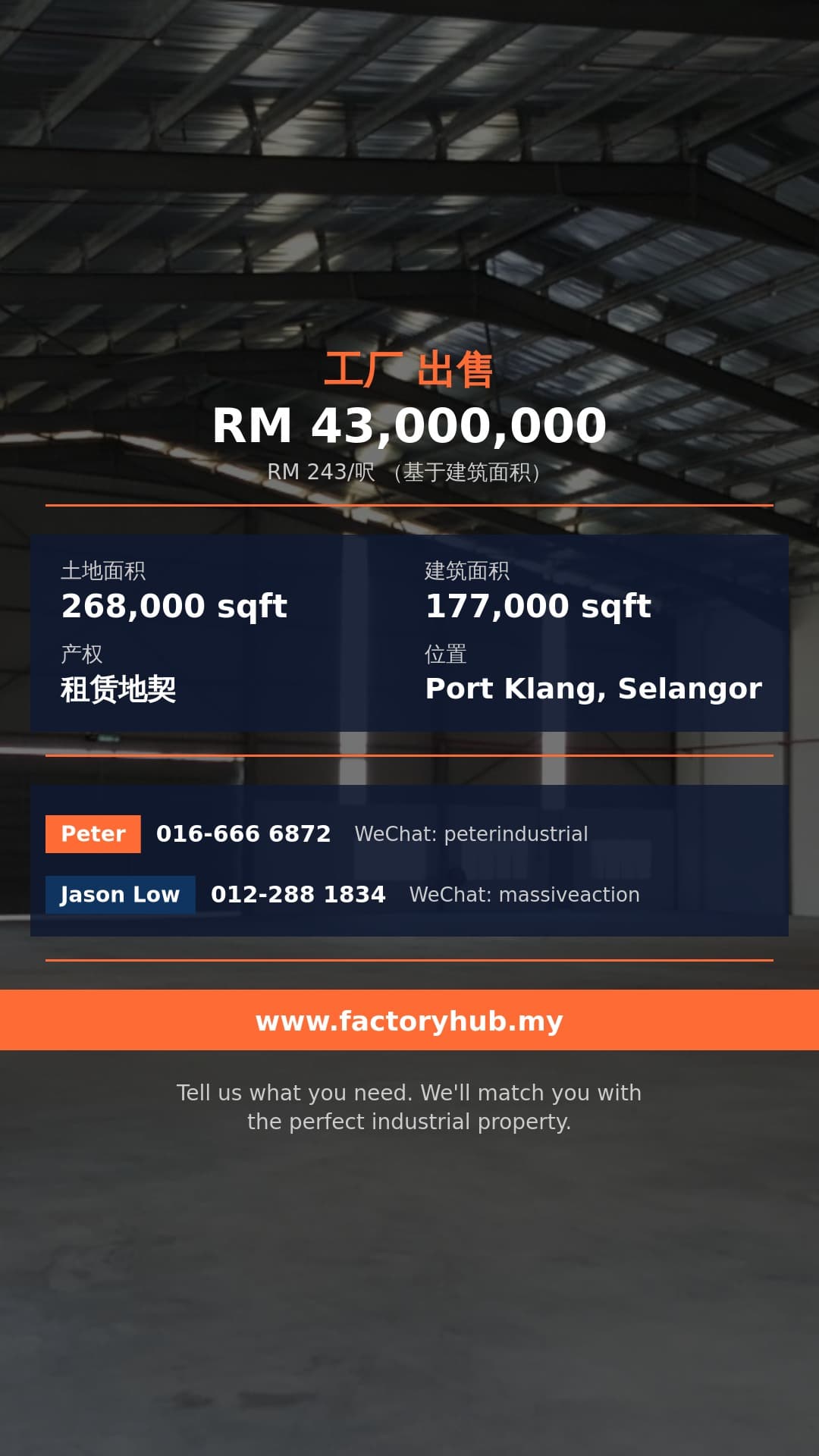 工厂 出售 - 巴生港口仓库出售 | 177,000 平方英尺 - Port Klang, Selangor