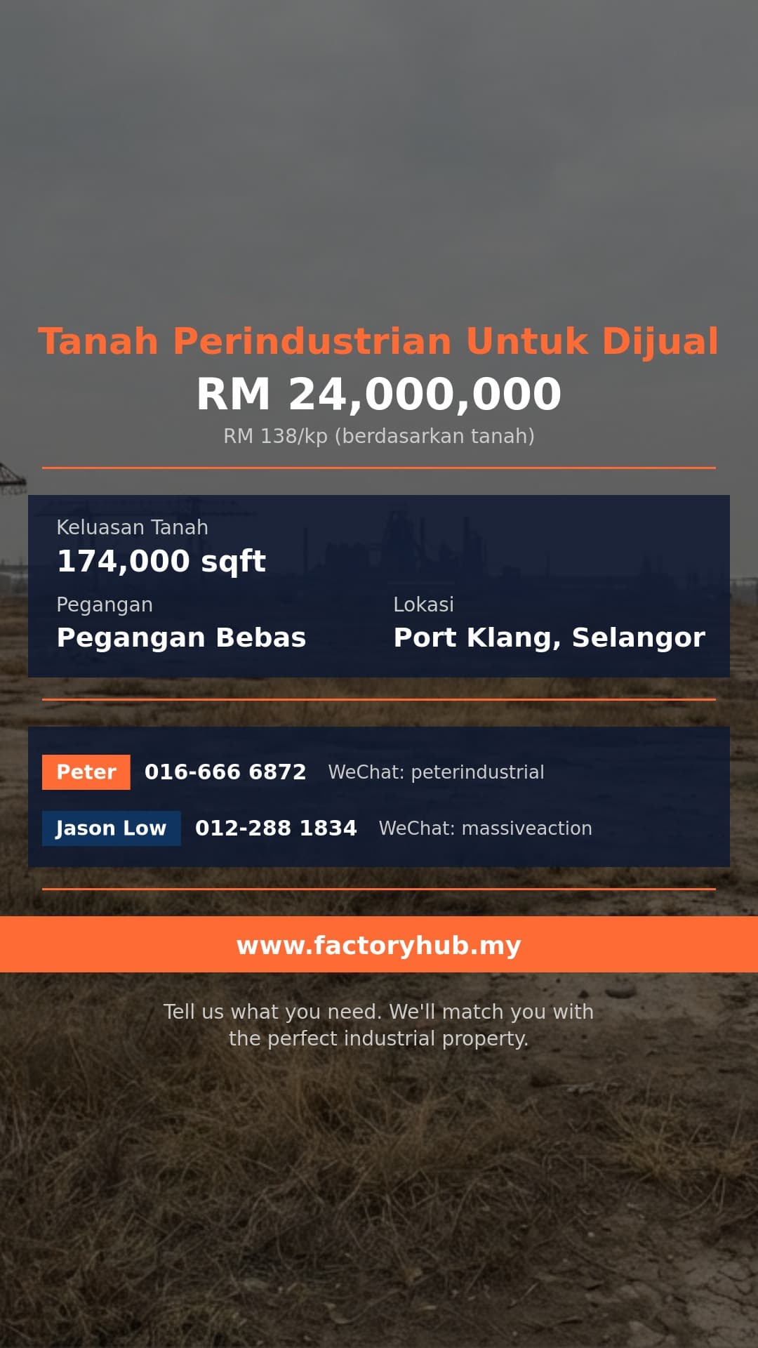 Tanah Untuk Dijual - Tanah Perindustrian Untuk Dijual di Bandar Bukit Raja, Klang - Port Klang, Selangor