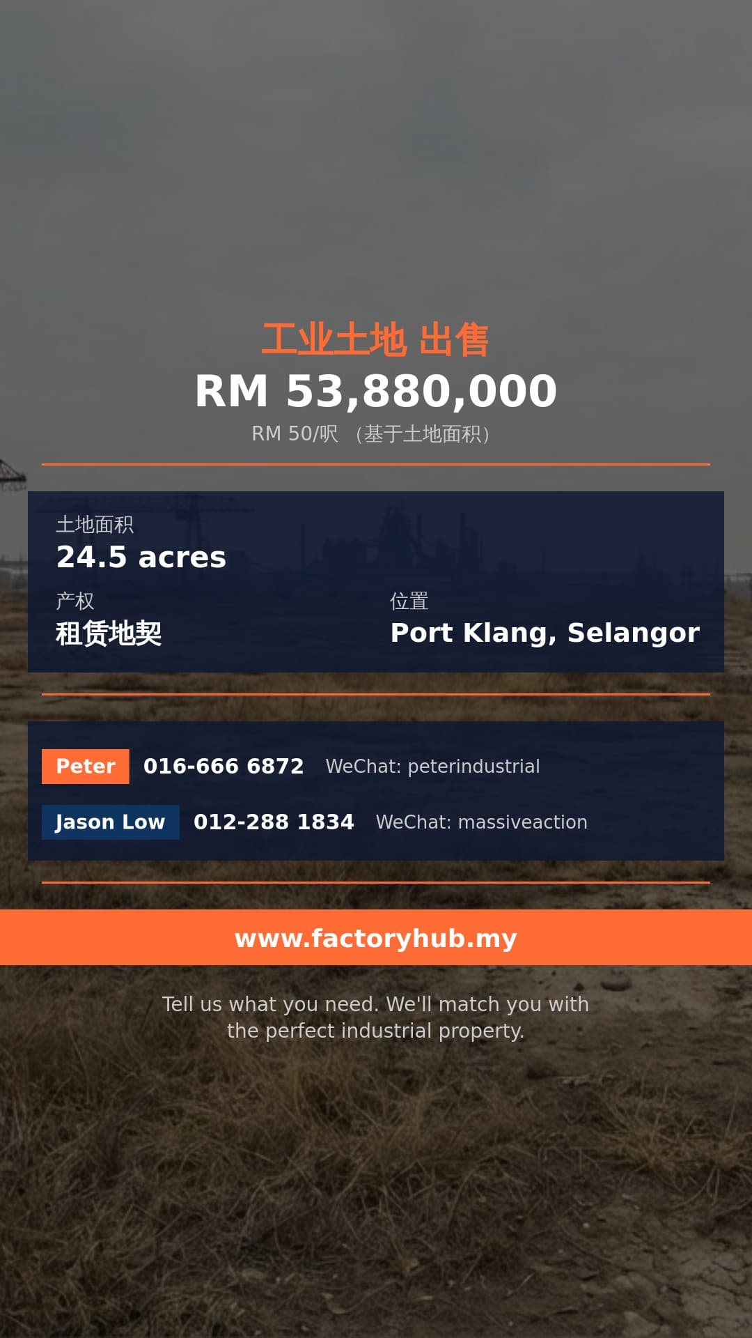 土地 出售 - 巴生港，Pulau Indah 工业地出售 - Port Klang, Selangor