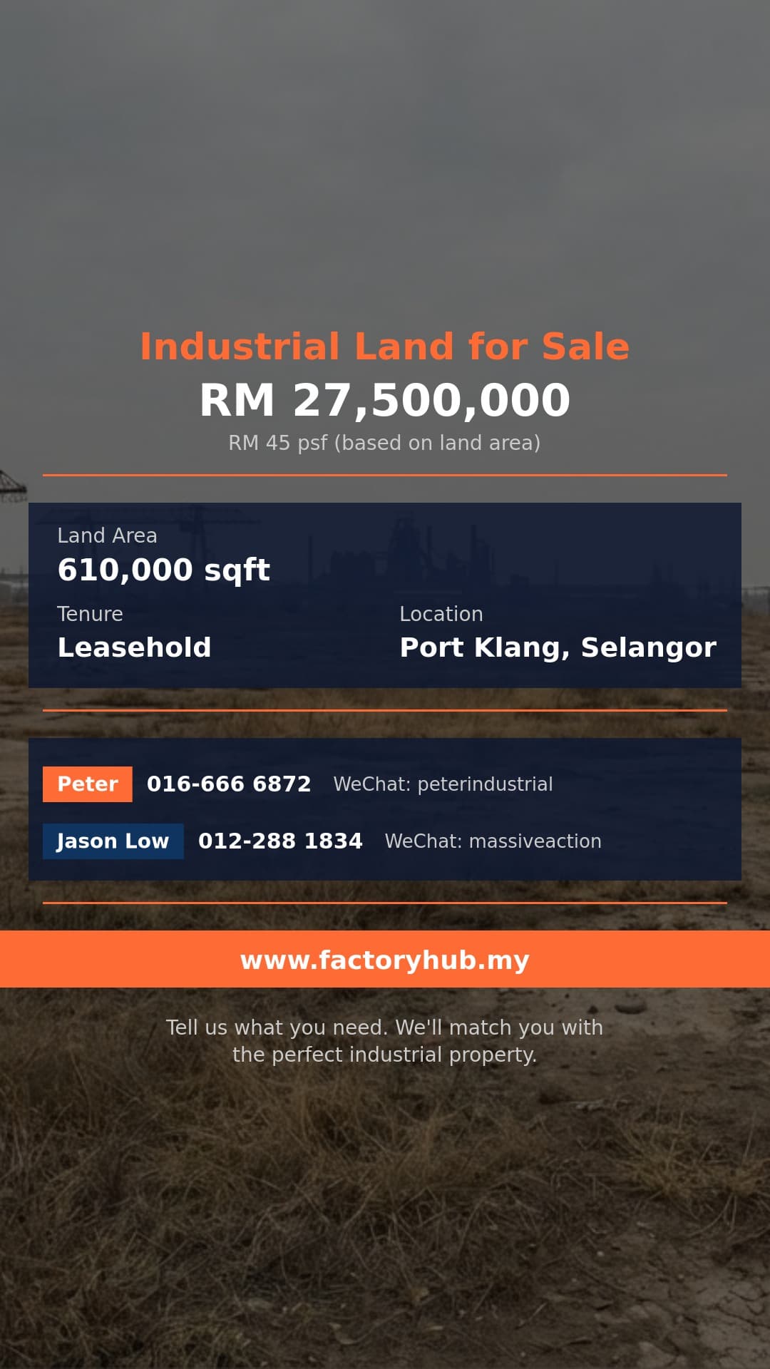 Land For Sale - 14-Acre Industrial Land for Sale in Pulau Indah, Port Klang - Port Klang, Selangor