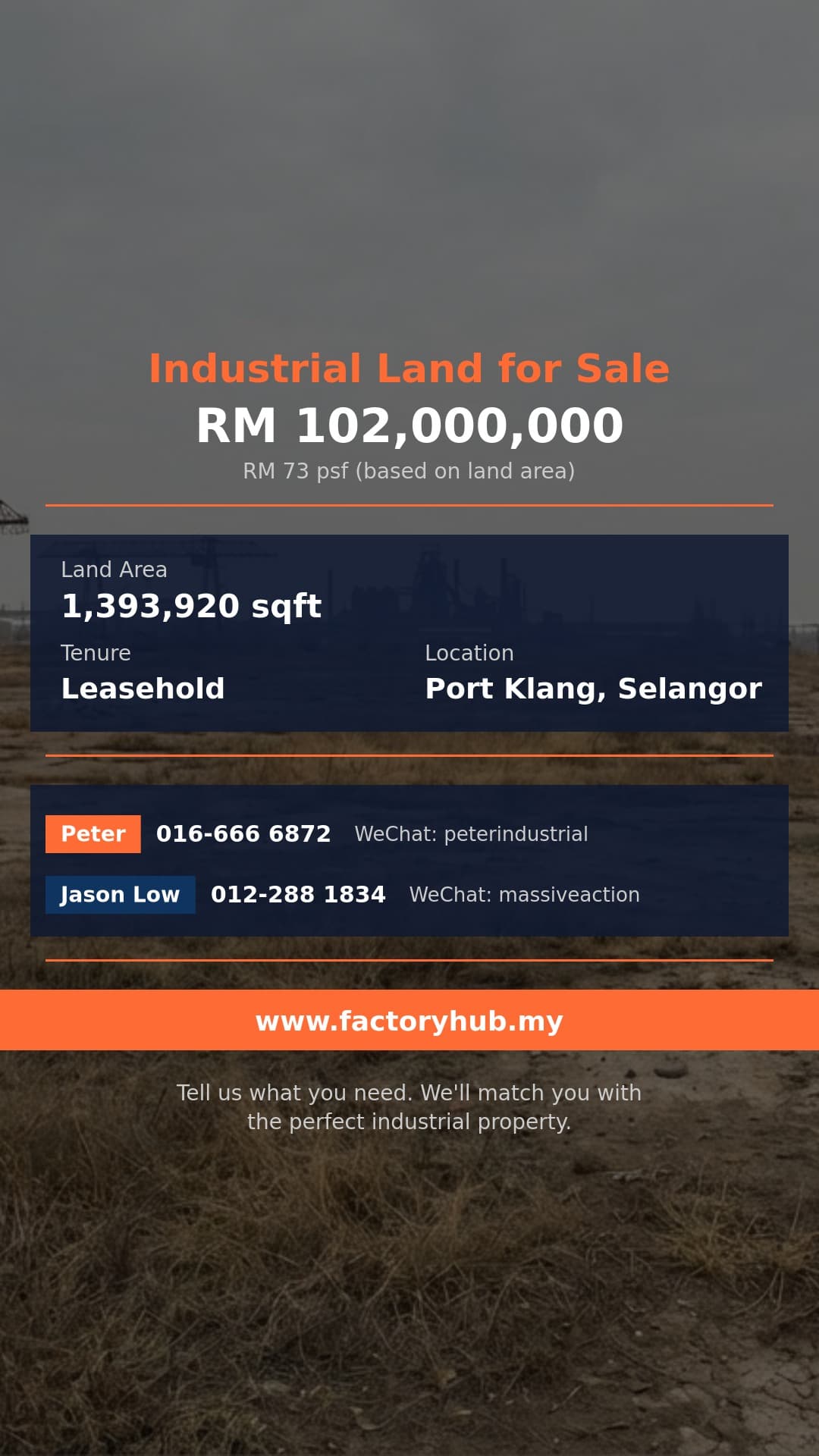 Land For Sale - 32 Acres Industrial Land for Sale in Port Klang, Selangor - Port Klang, Selangor