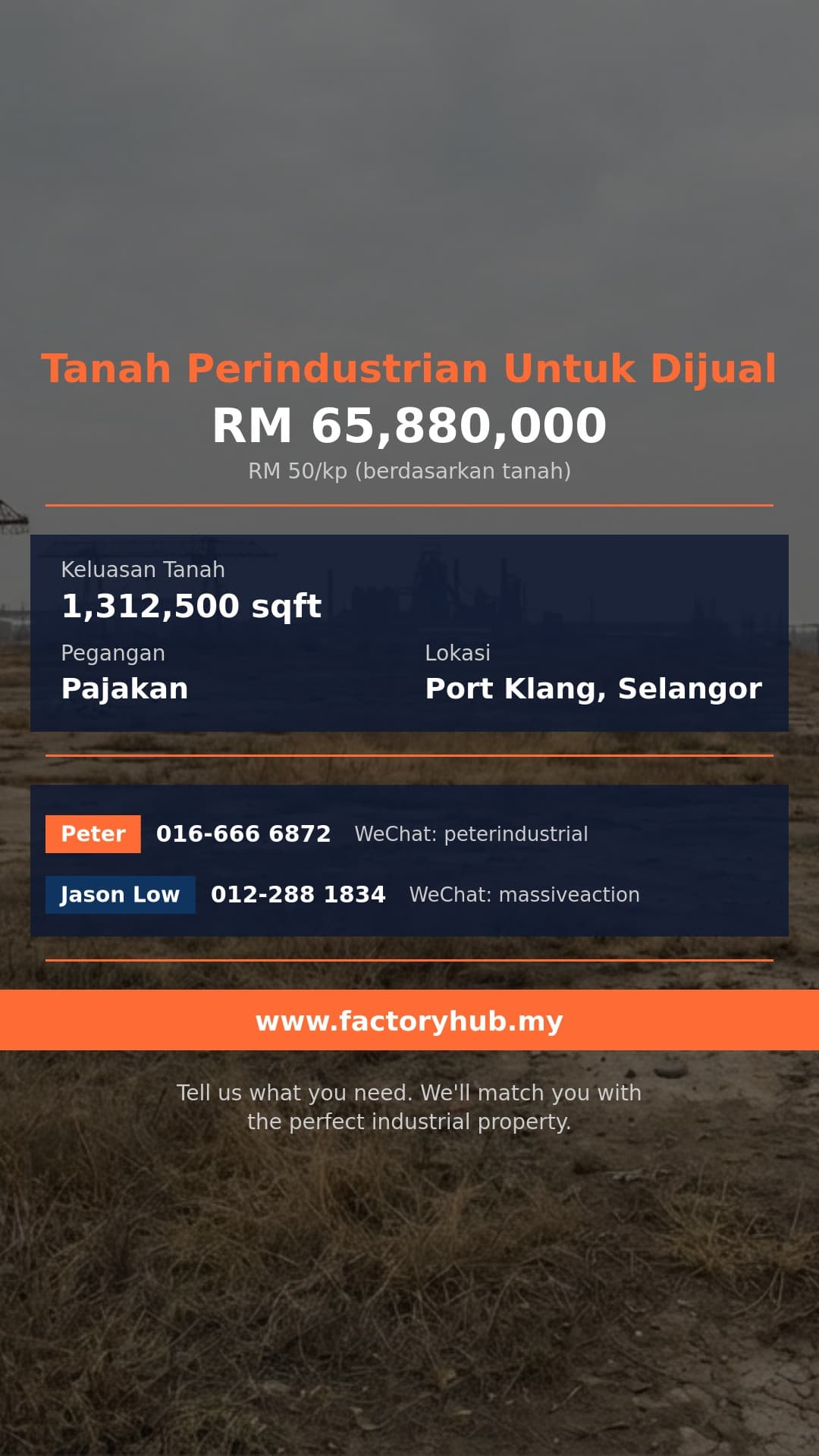 Tanah Untuk Dijual - Tanah Perindustrian 30 Ekar untuk Dijual di Pulau Indah, Pelabuhan Klang - Port Klang, Selangor