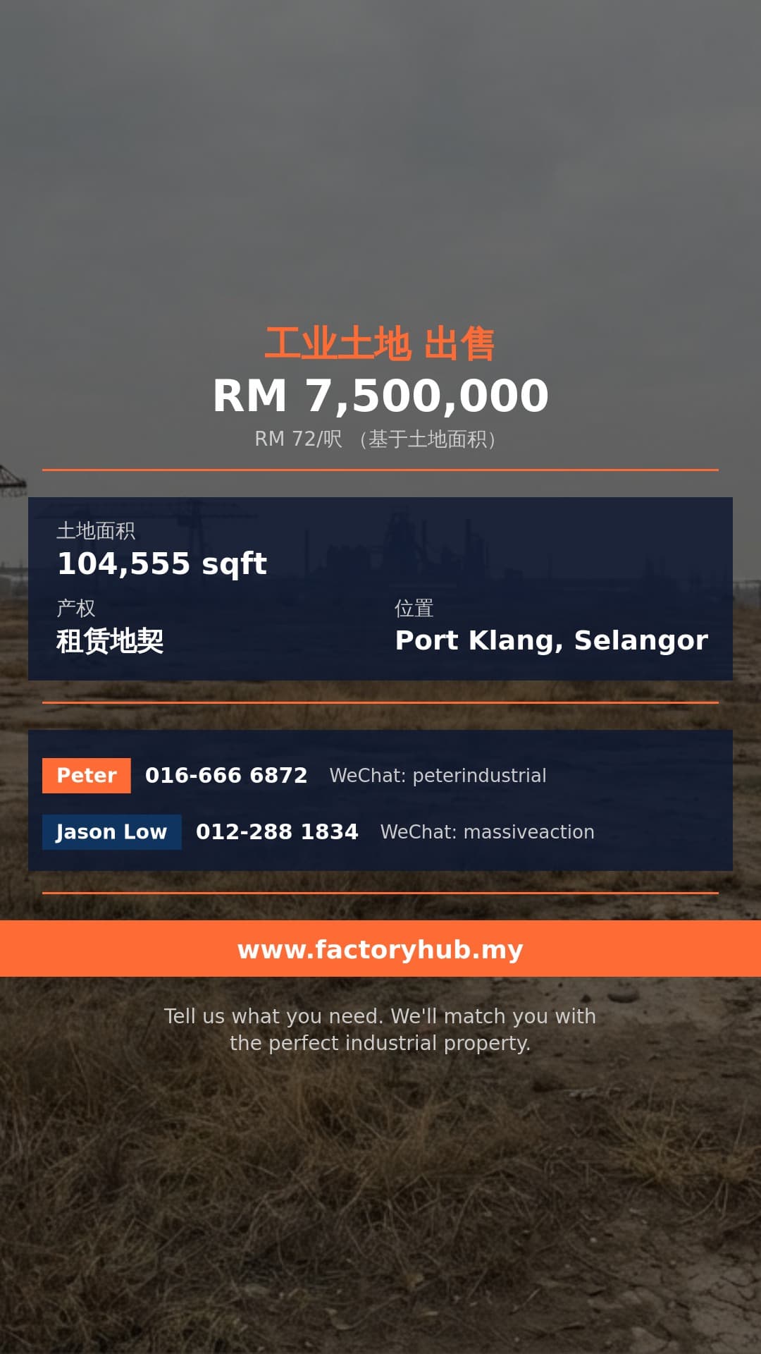 土地 出售 - 巴生工业园2.4英亩工业地出售 - Port Klang, Selangor
