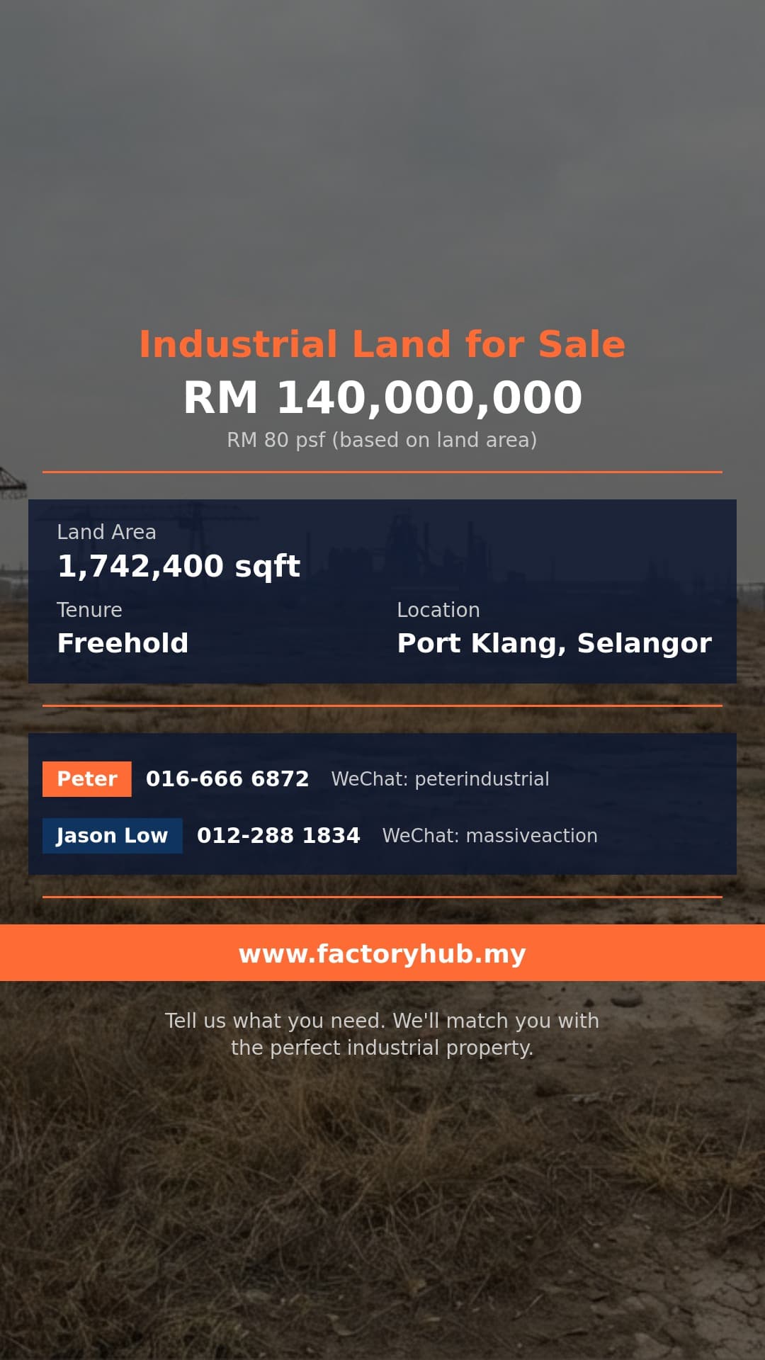 Land For Sale - Freehold 40 Acres Heavy Industrial Land for Sale in Kapar, Klang - Port Klang, Selangor