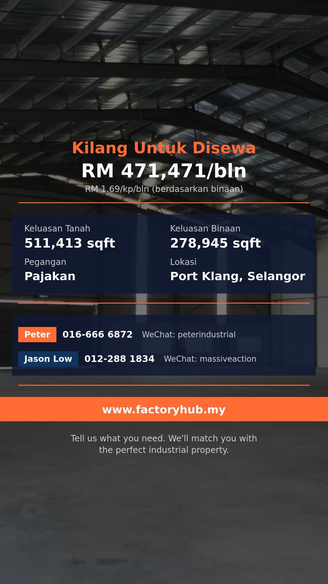 Kilang Untuk Disewa - Gudang Untuk Disewa di Taman Perindustrian North Port, Pelabuhan Klang - Port Klang, Selangor