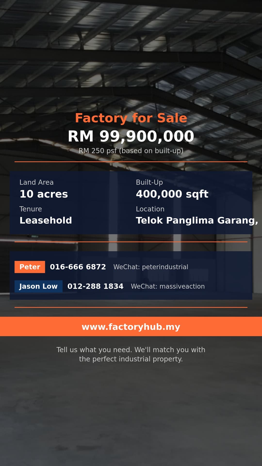 Factory For Sale - Detached Factory for Sale in Telok Panglima Garang, Selangor - Telok Panglima Garang, Selangor