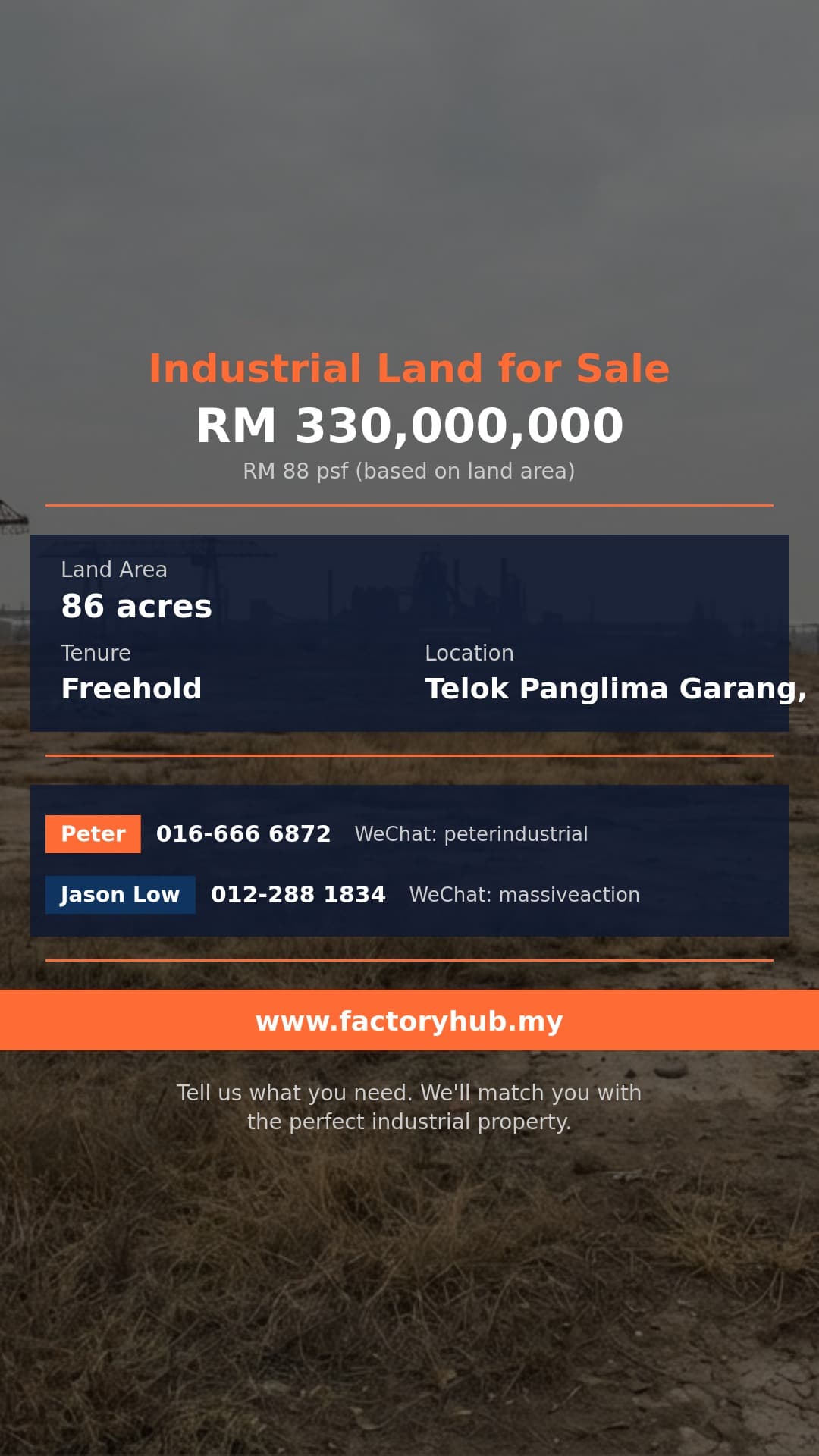 Land For Sale - Freehold Industrial Land for Sale in Telok Panglima Garang, Selangor - Telok Panglima Garang, Selangor