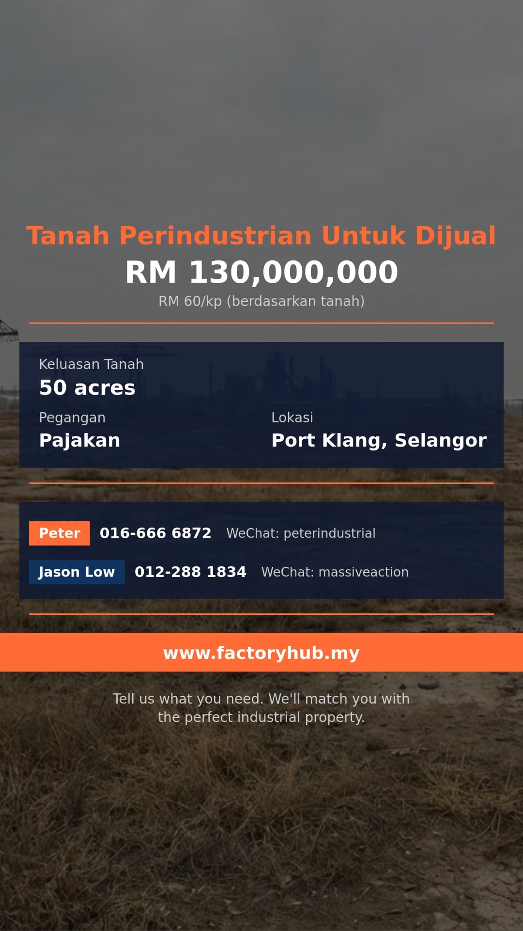 Tanah Untuk Dijual - Tanah Perindustrian Berat Untuk Dijual di Pelabuhan Klang, Selangor - Port Klang, Selangor