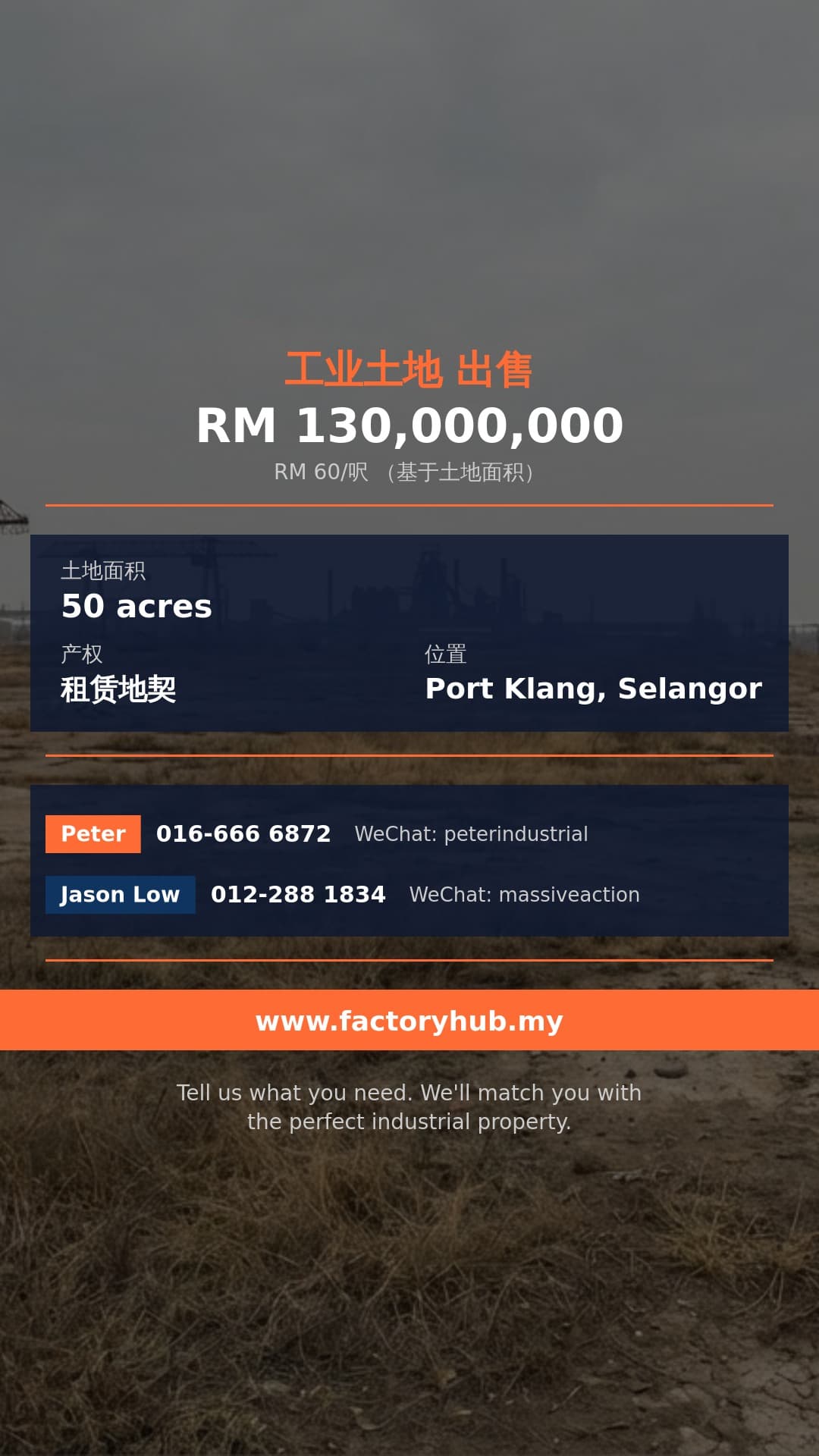 土地 出售 - 巴生港重型工业地出售，雪兰莪 - Port Klang, Selangor