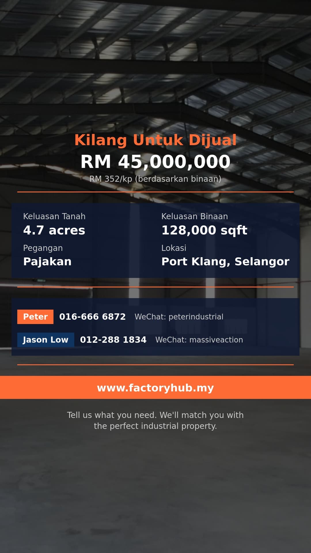 Kilang Untuk Dijual - Gudang Untuk Dijual di Pelabuhan Klang, Selangor - Port Klang, Selangor
