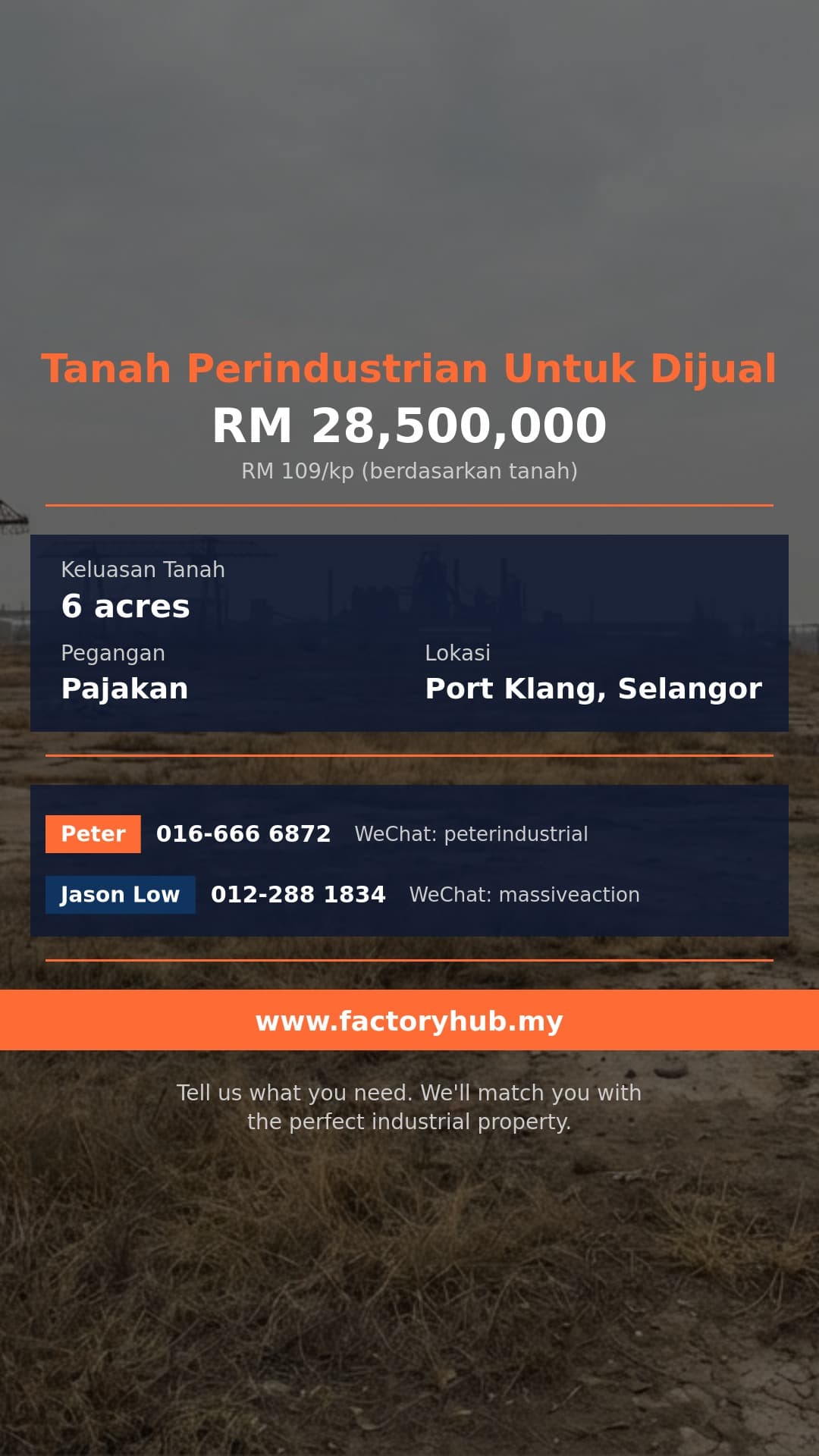 Tanah Untuk Dijual - Tanah Perindustrian Untuk Dijual di North Port, Pelabuhan Klang - Port Klang, Selangor