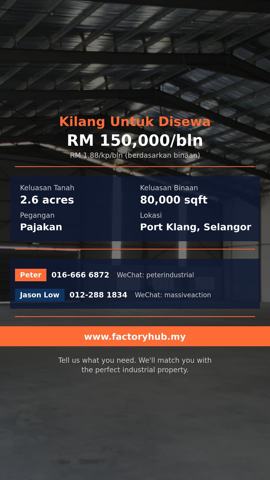 Kilang Untuk Disewa - Gudang Untuk Disewa di Pelabuhan Klang, Selangor - 80,000 kaki persegi - Port Klang, Selangor
