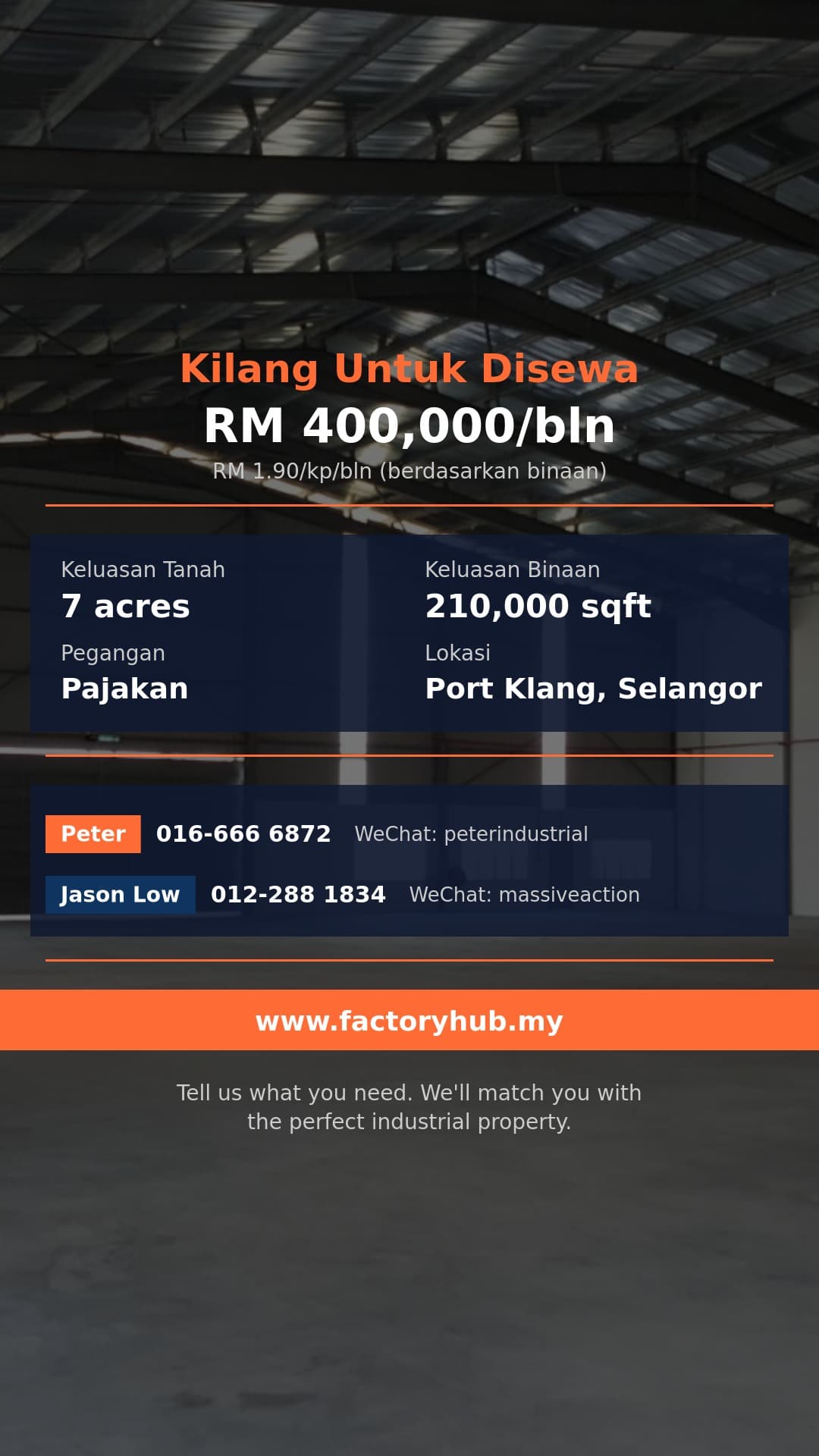 Kilang Untuk Disewa - Gudang Untuk Disewa di Pelabuhan Klang, Selangor - Port Klang, Selangor