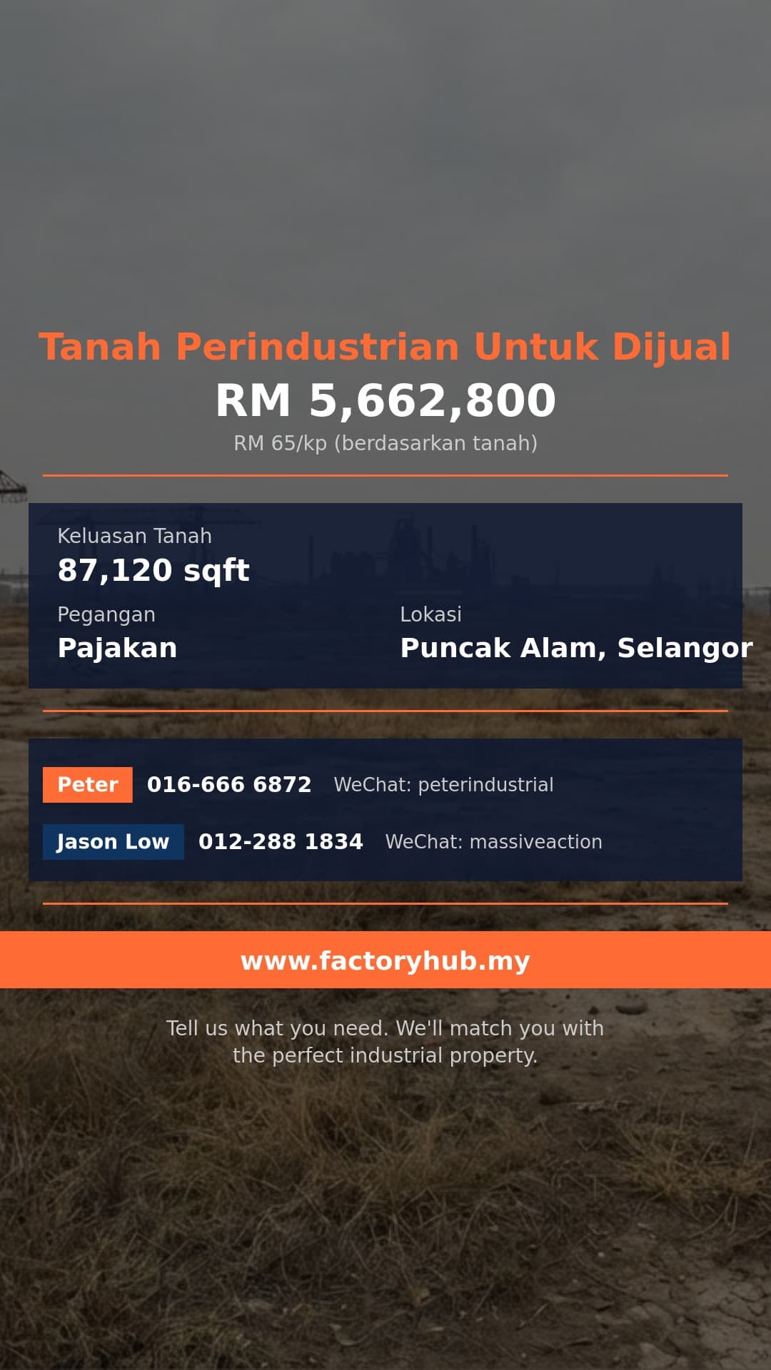 Tanah Untuk Dijual - Tanah Perindustrian Untuk Dijual di Puncak Alam, Selangor - Puncak Alam, Selangor