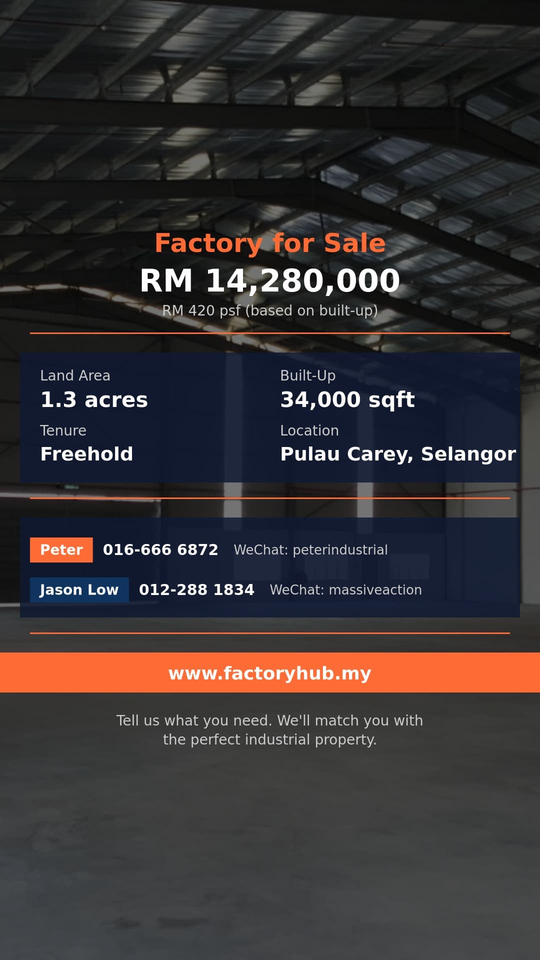 Factory For Sale - Freehold Detached Factory for Sale in Pulau Carey, Selangor - Pulau Carey, Selangor