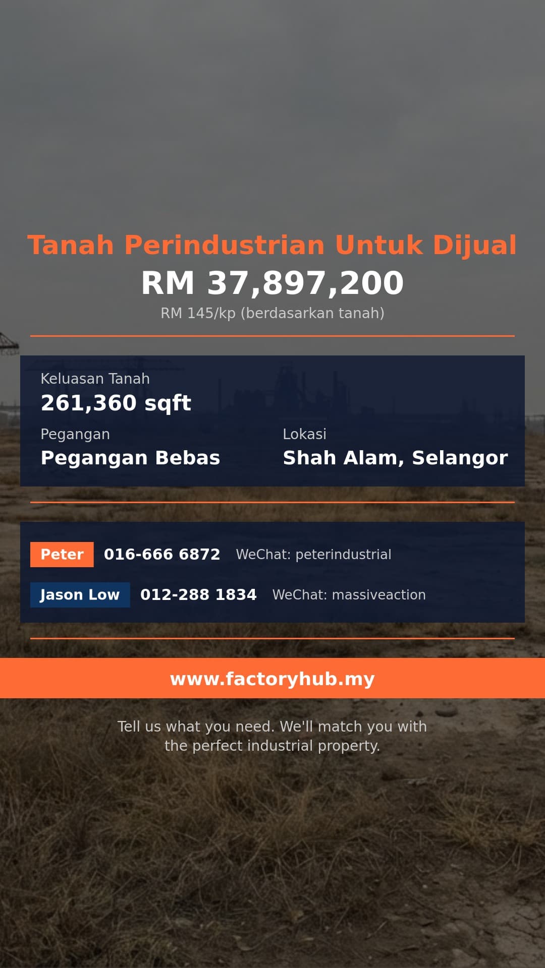 Tanah Untuk Dijual - Tanah Perindustrian 6Ac untuk Dijual di Hicom Shah Alam - Shah Alam, Selangor
