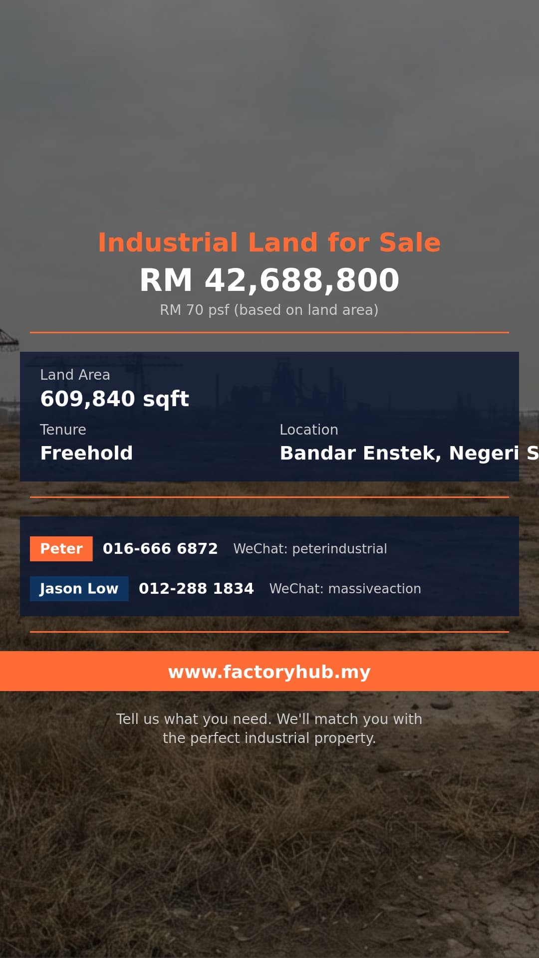 Land For Sale - 14ac Industrial Land for Sale in Bandar Enstek, Negeri Sembilan - Bandar Enstek, Negeri Sembilan Land For Sale - 14ac Industrial Land for Sale in Bandar Enstek, Negeri Sembilan - Bandar Enstek, Negeri Sembilan