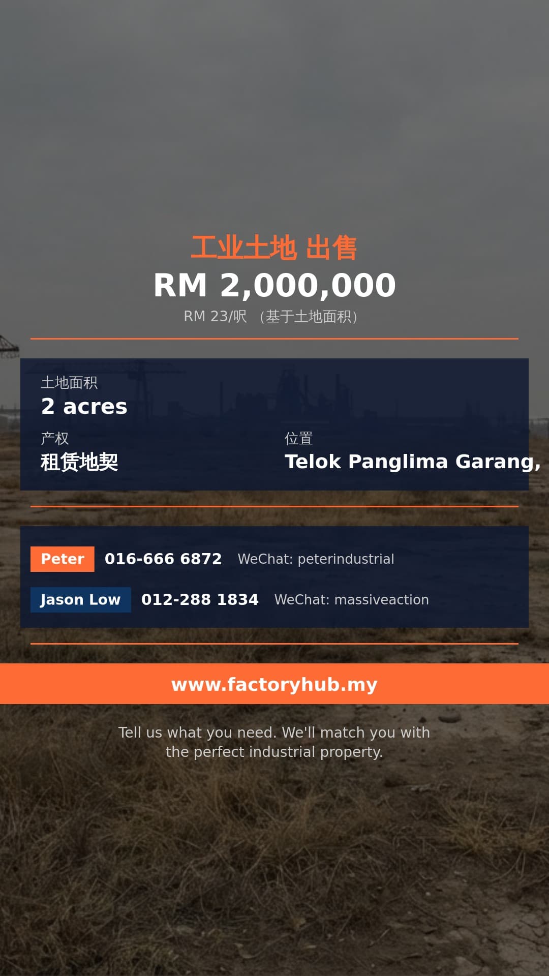 土地 出售 - 雪兰莪Sijangkang农业地出售 – RM200万 2英亩 - Telok Panglima Garang, Selangor