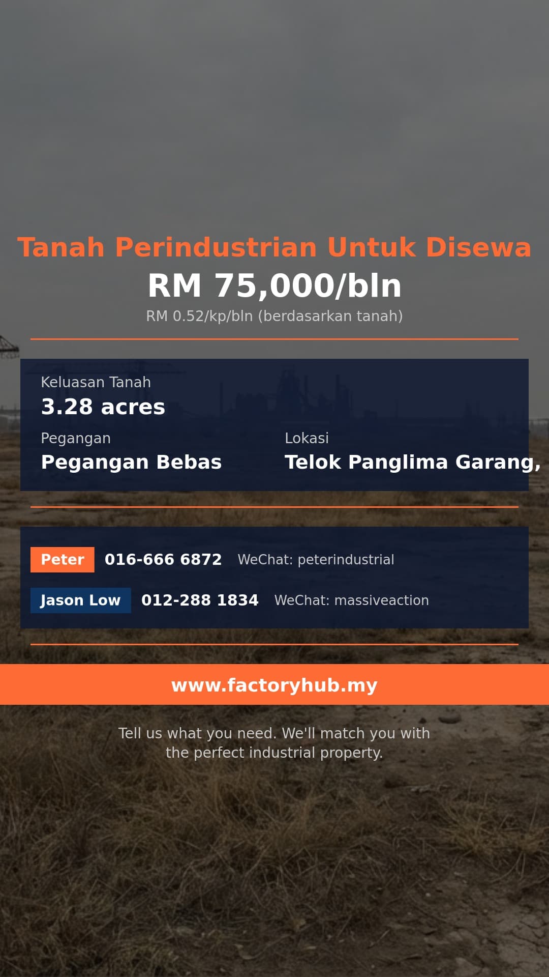 Tanah Untuk Disewa - Tanah Perindustrian Untuk Disewa di Telok Panglima Garang, Selangor - Telok Panglima Garang, Selangor Tanah Untuk Disewa - Tanah Perindustrian Untuk Disewa di Telok Panglima Garang, Selangor - Telok Panglima Garang, Selangor