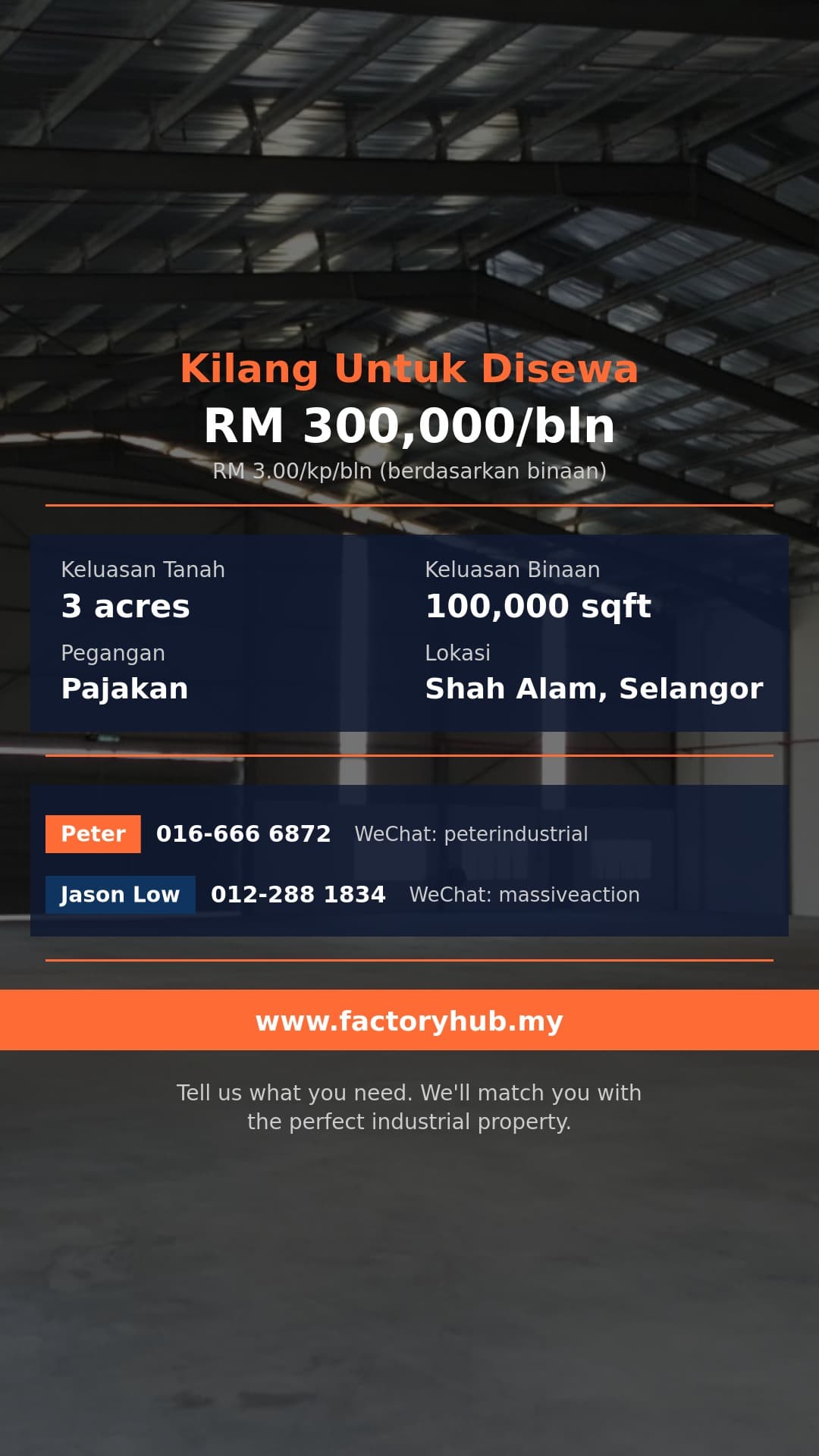 Kilang Untuk Disewa - Kilang Berasingan Untuk Disewa di Shah Alam, Selangor - Shah Alam, Selangor