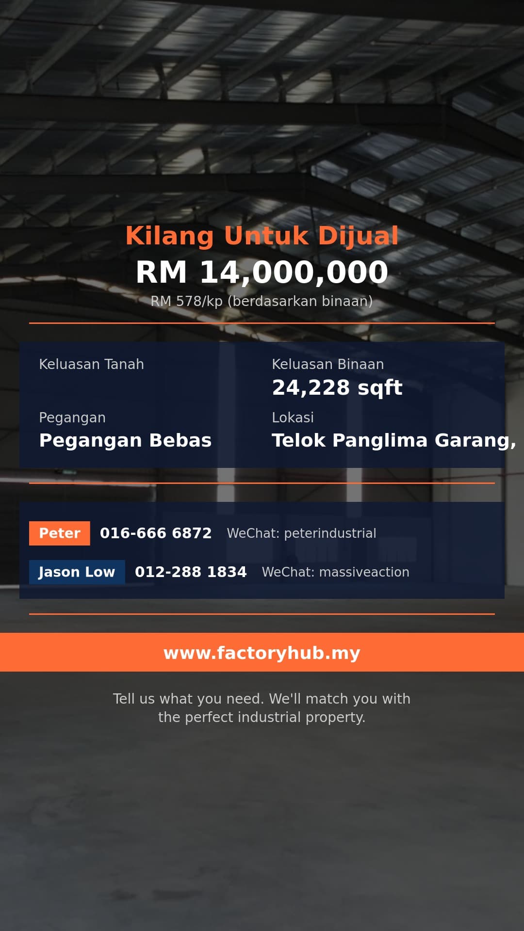 Kilang Untuk Dijual - Telok Panglima Garang Pegangan Bebas Kilang Berkembar untuk Dijual – RM14J 24228kp - Telok Panglima Garang, Selangor Kilang Untuk Dijual - Telok Panglima Garang Pegangan Bebas Kilang Berkembar untuk Dijual – RM14J 24228kp - Telok Panglima Garang, Selangor
