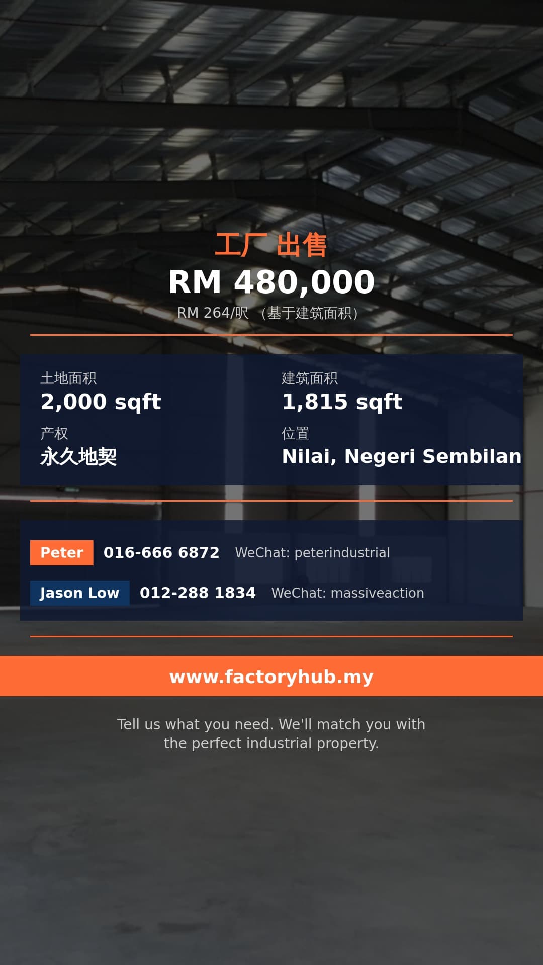 工厂 出售 - RM48万 森美兰Nilai 3永久地契排屋式工厂出售 – 2000呎 - Nilai, Negeri Sembilan