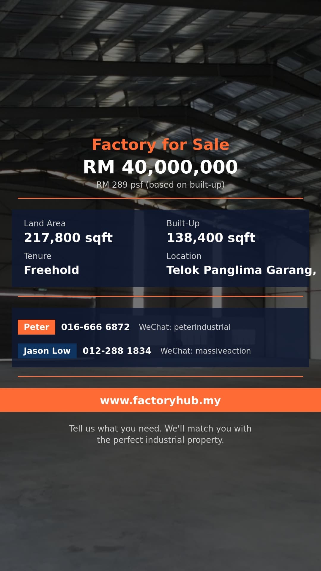 Factory For Sale - Detached Factory for Sale in Telok Panglima Garang, Selangor - Telok Panglima Garang, Selangor