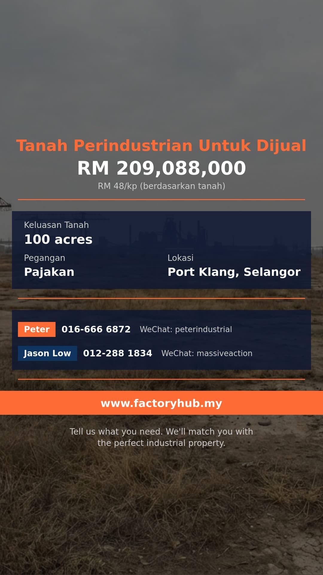 Tanah Untuk Dijual - Tanah Perindustrian Untuk Dijual di Klang, Selangor - Port Klang, Selangor