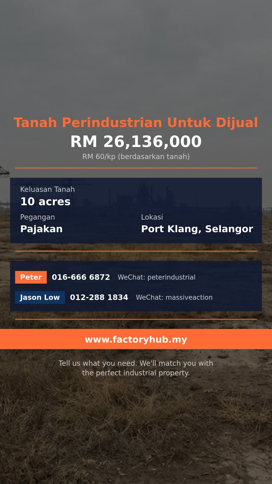 Tanah Untuk Dijual - Tanah Perindustrian Untuk Dijual di West Port, Klang - Port Klang, Selangor