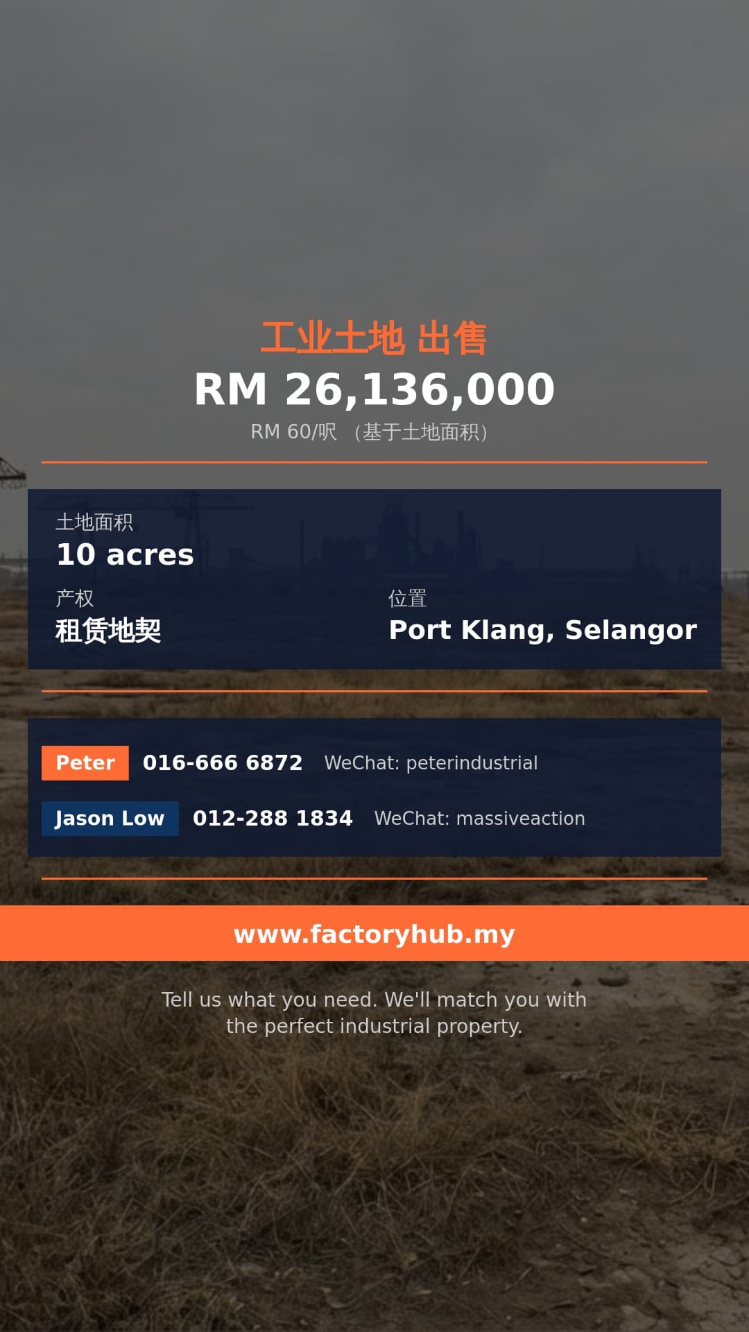土地 出售 - 巴生西港工业地出售 - Port Klang, Selangor