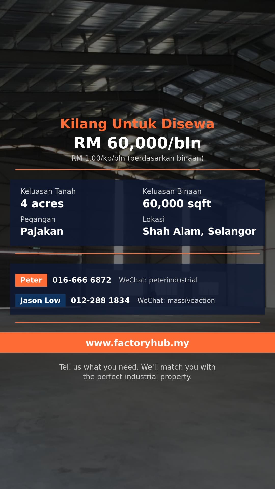 Kilang Untuk Disewa - Kilang Berasingan Untuk Disewa di Shah Alam, Selangor - Shah Alam, Selangor
