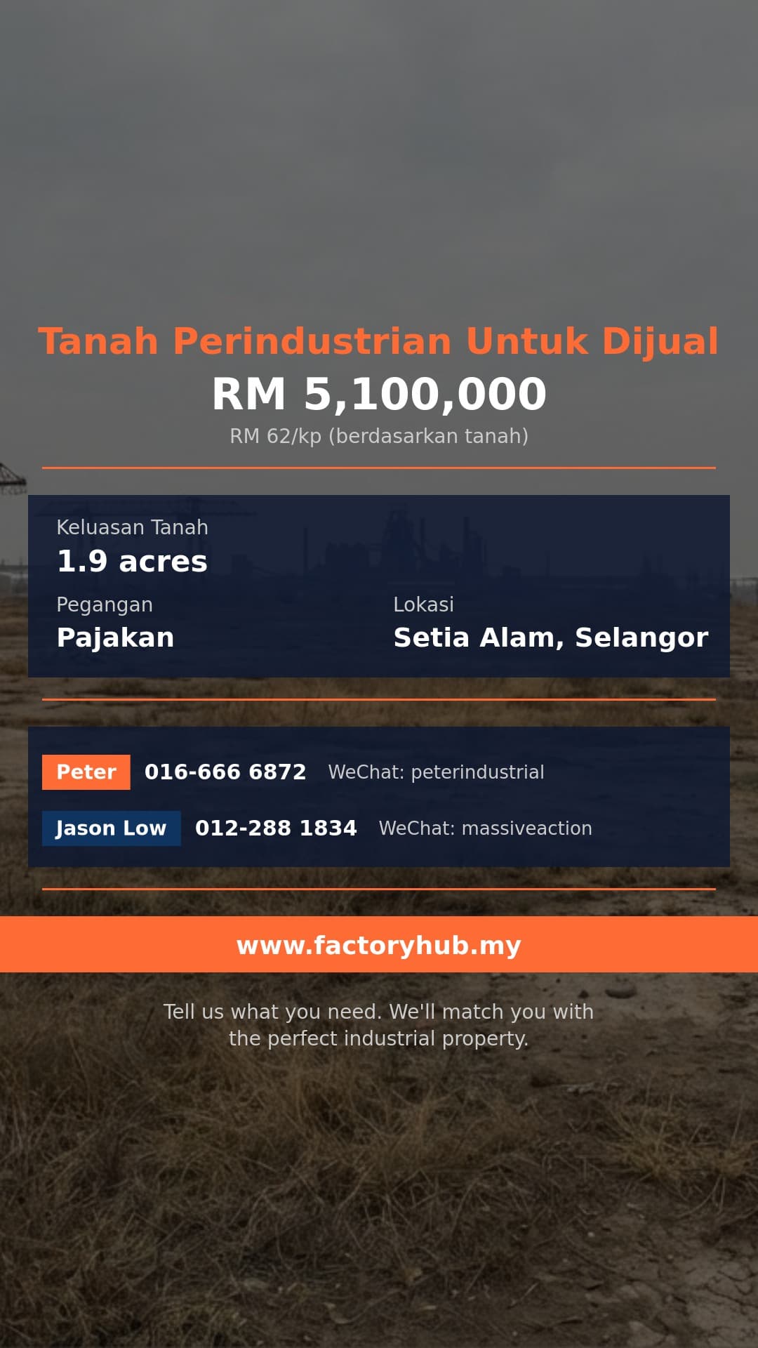 Tanah Untuk Dijual - Tanah Pertanian Komersial untuk Dijual di Johan Setia – RM5.1J 82764kp - Setia Alam, Selangor