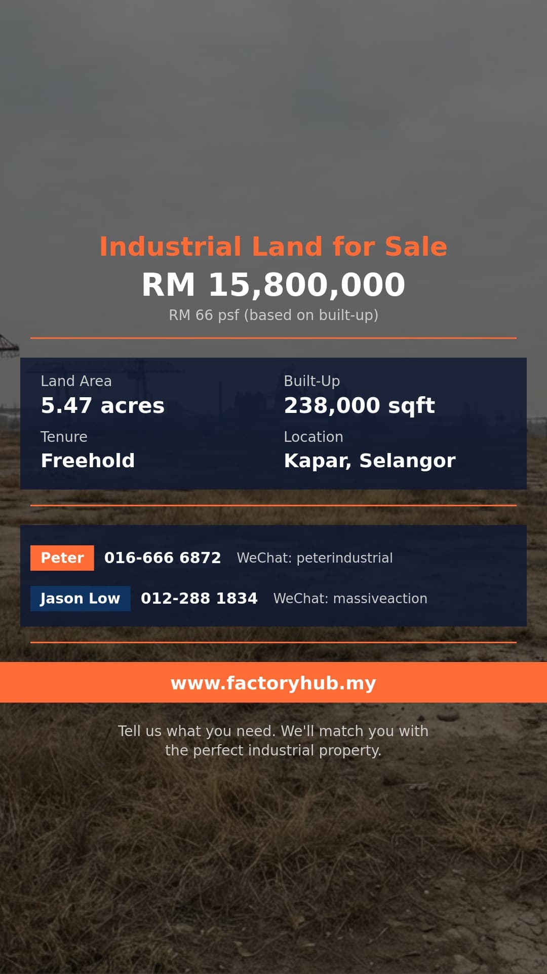 Land For Sale - Freehold Industrial Land for Sale in Pekan Kapar, Kapar - Kapar, Selangor