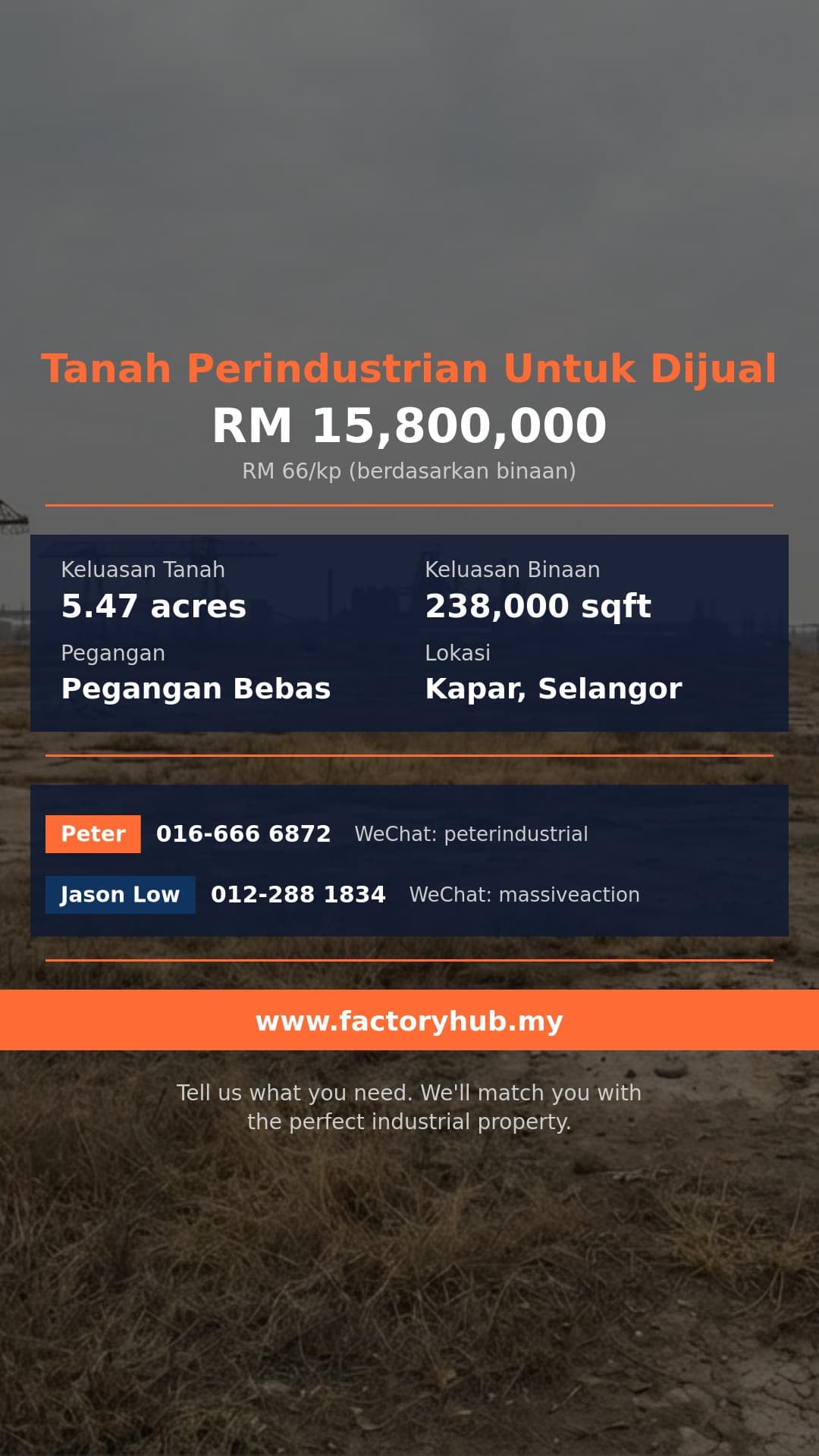 Tanah Untuk Dijual - Tanah Perindustrian Untuk Dijual di Pekan Kapar, Kapar - Kapar, Selangor
