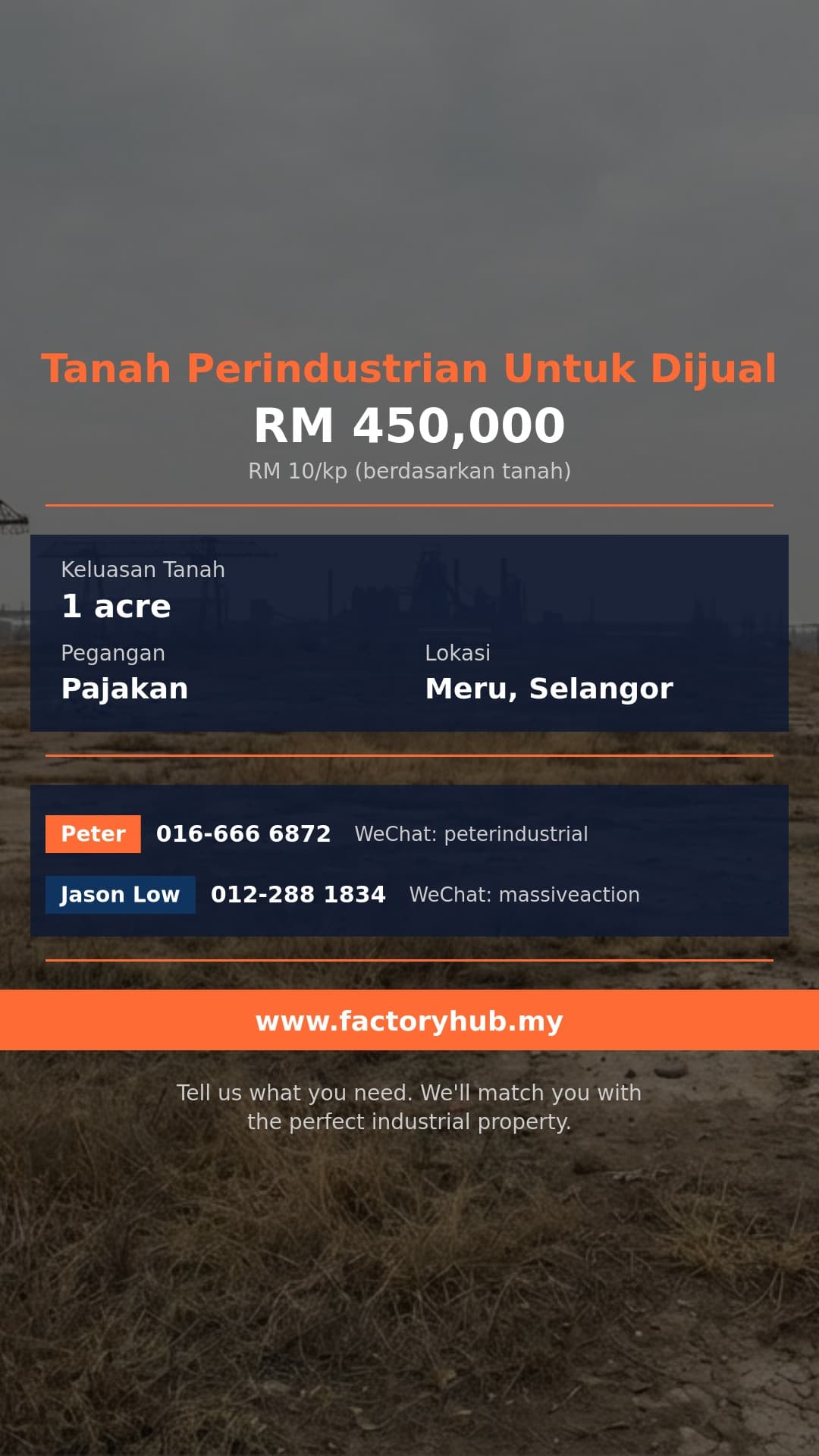 Tanah Untuk Dijual - RM450K Tanah Pertanian untuk Dijual di Meru, Kapar – 1 Ekar - Meru, Selangor