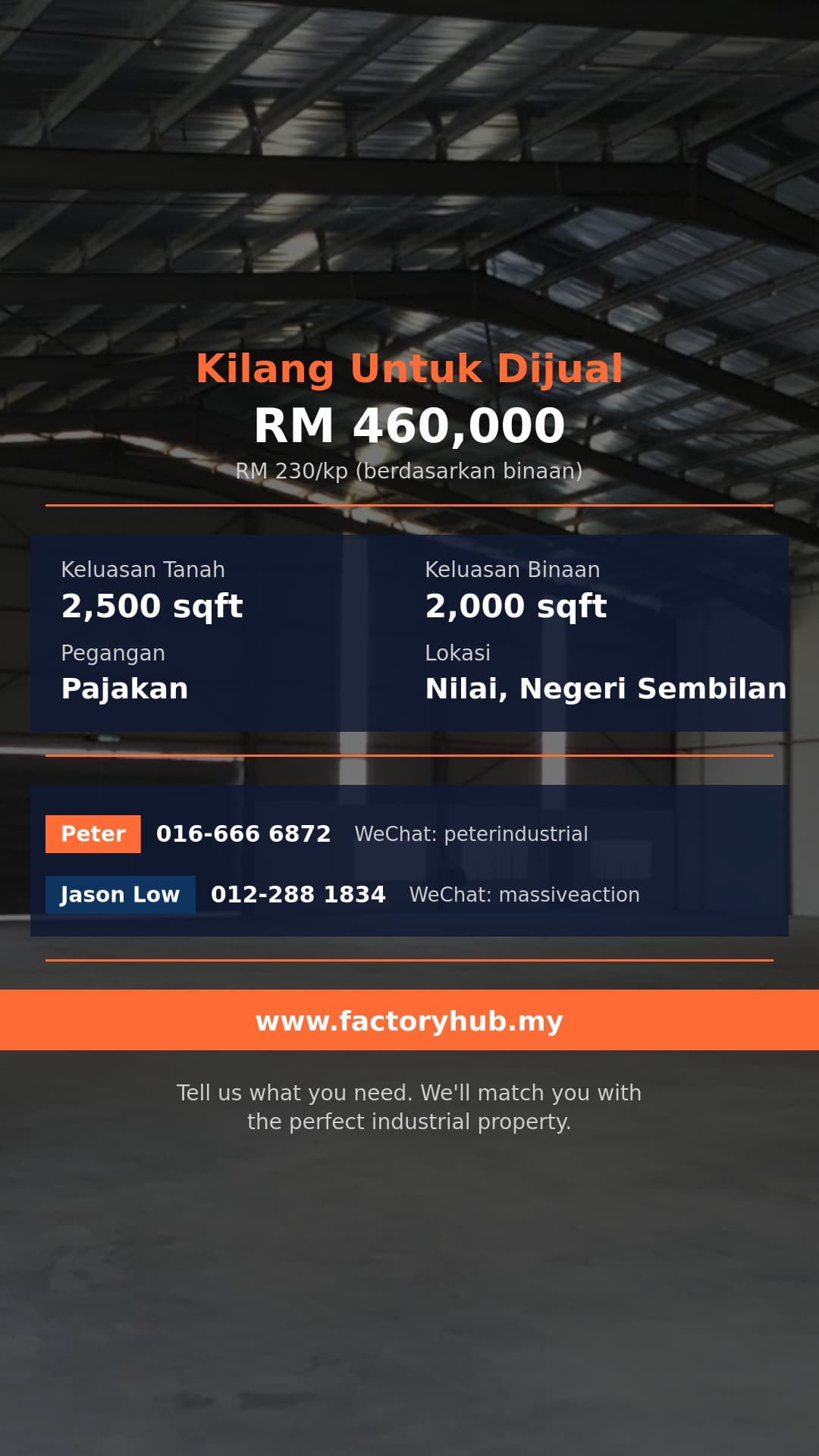 Kilang Untuk Dijual - Kilang Teres untuk Dijual di Nilai 7 – RM460K 2500kp - Nilai, Negeri Sembilan