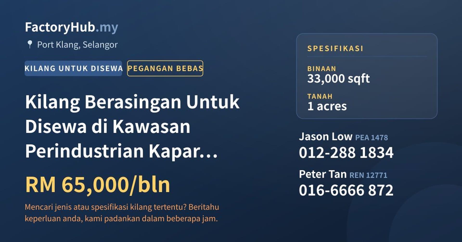 Kilang Berasingan Untuk Disewa di Kawasan Perindustrian Kapar Bestari · Imej hartanah 1/2