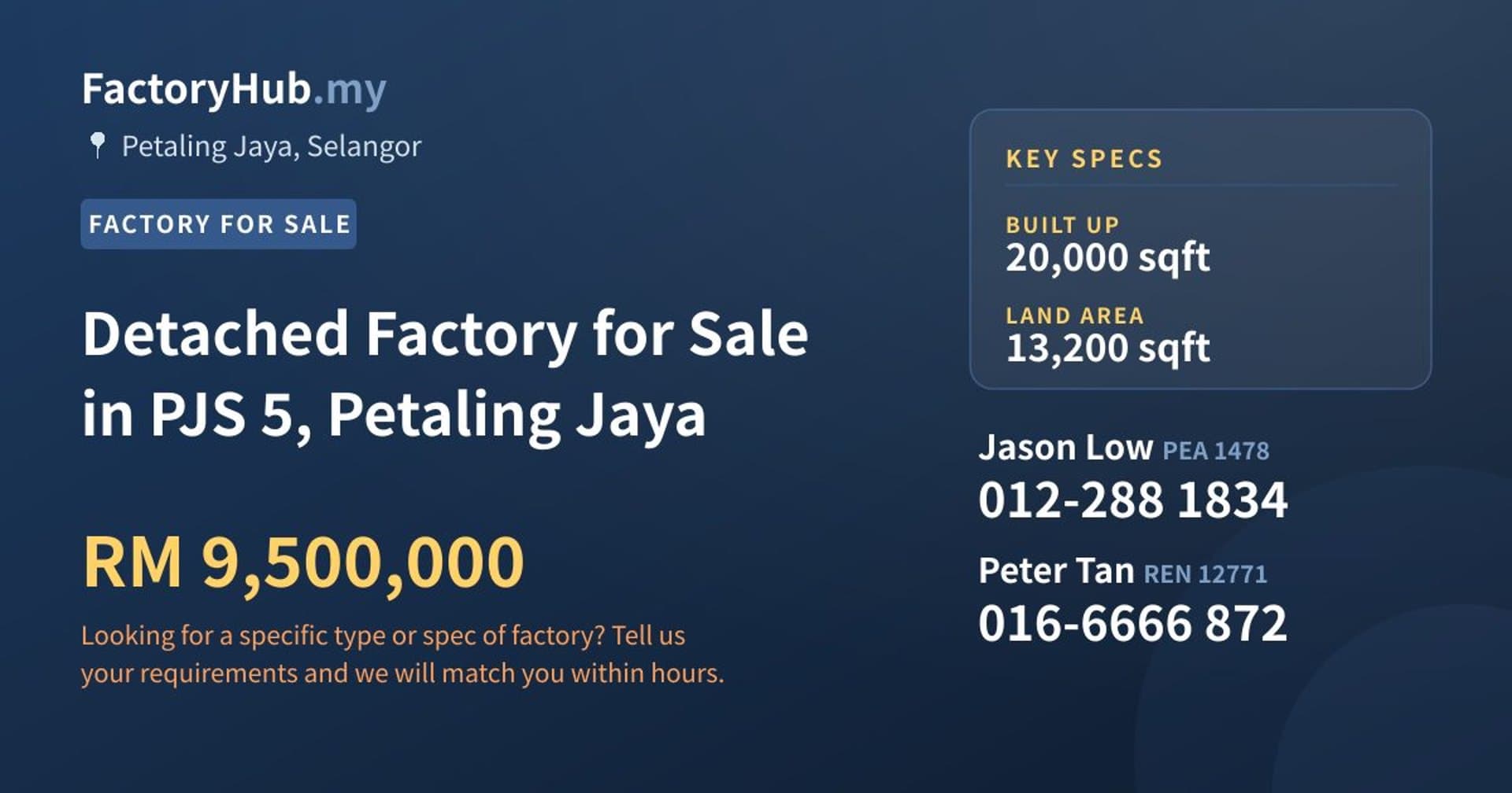 Detached Factory for Sale in PJS 5, Petaling Jaya - Property image 1 of 2