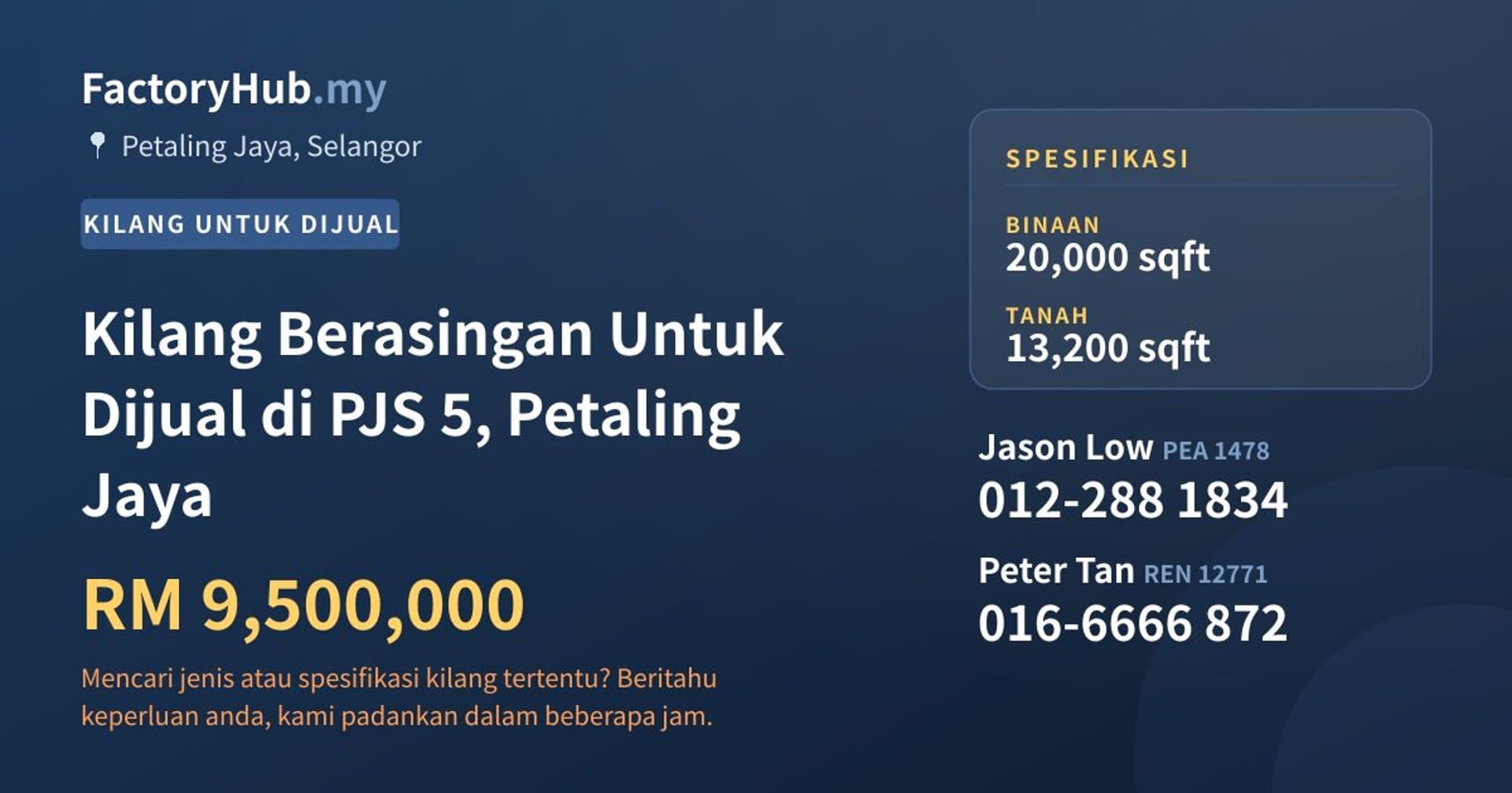 Kilang Berasingan Untuk Dijual di PJS 5, Petaling Jaya · Imej hartanah 1/2